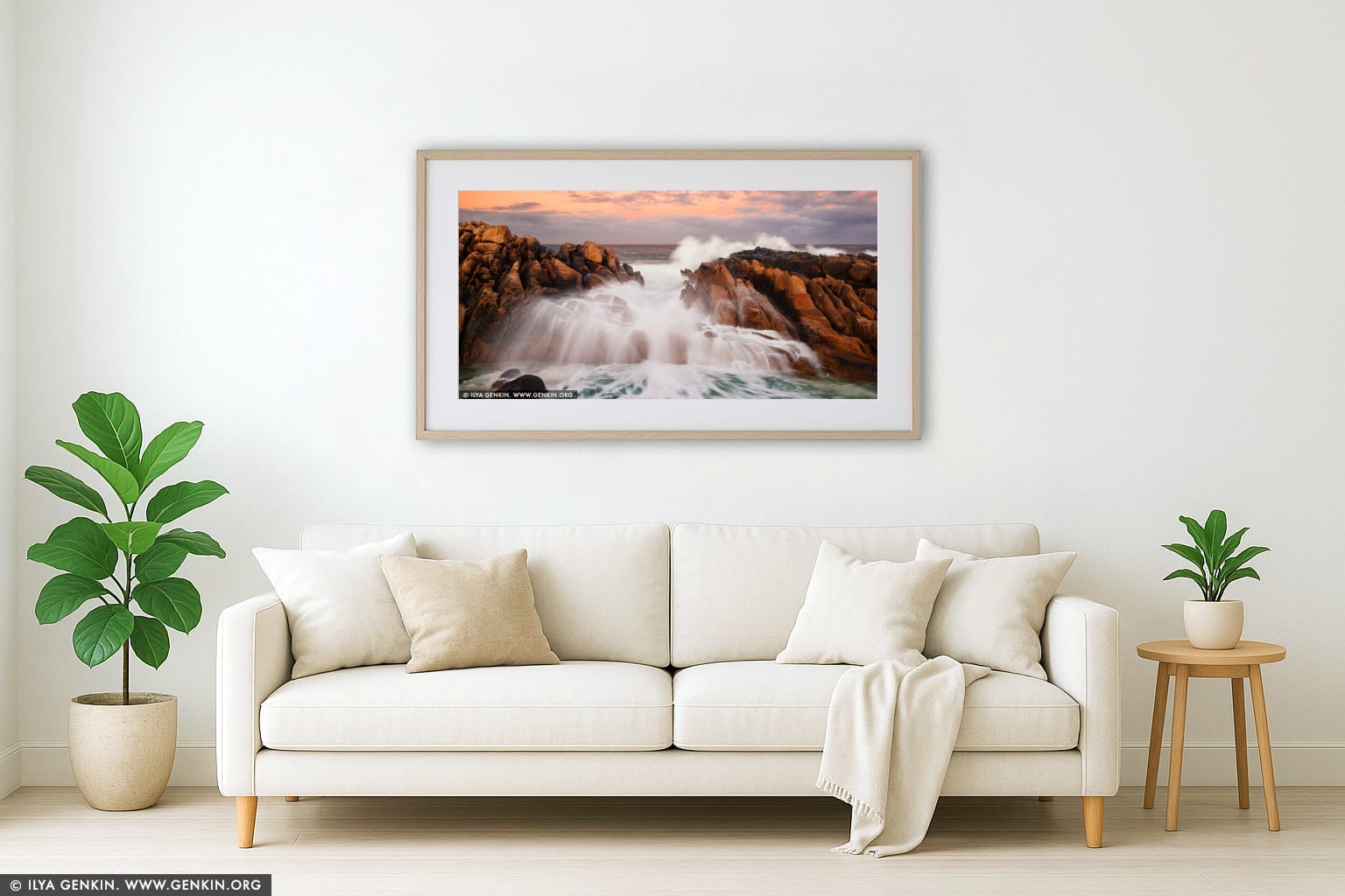 Wyadup Rocks at Sunrise wall art in a modern living room interior