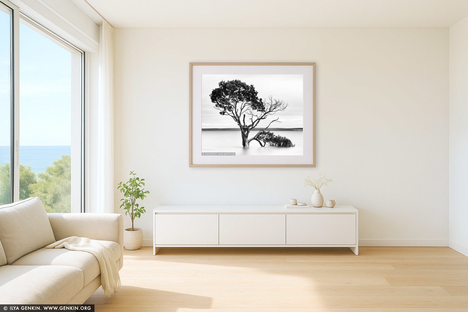 Mangroves at Tenby Point wall art in a contemporary living room interior