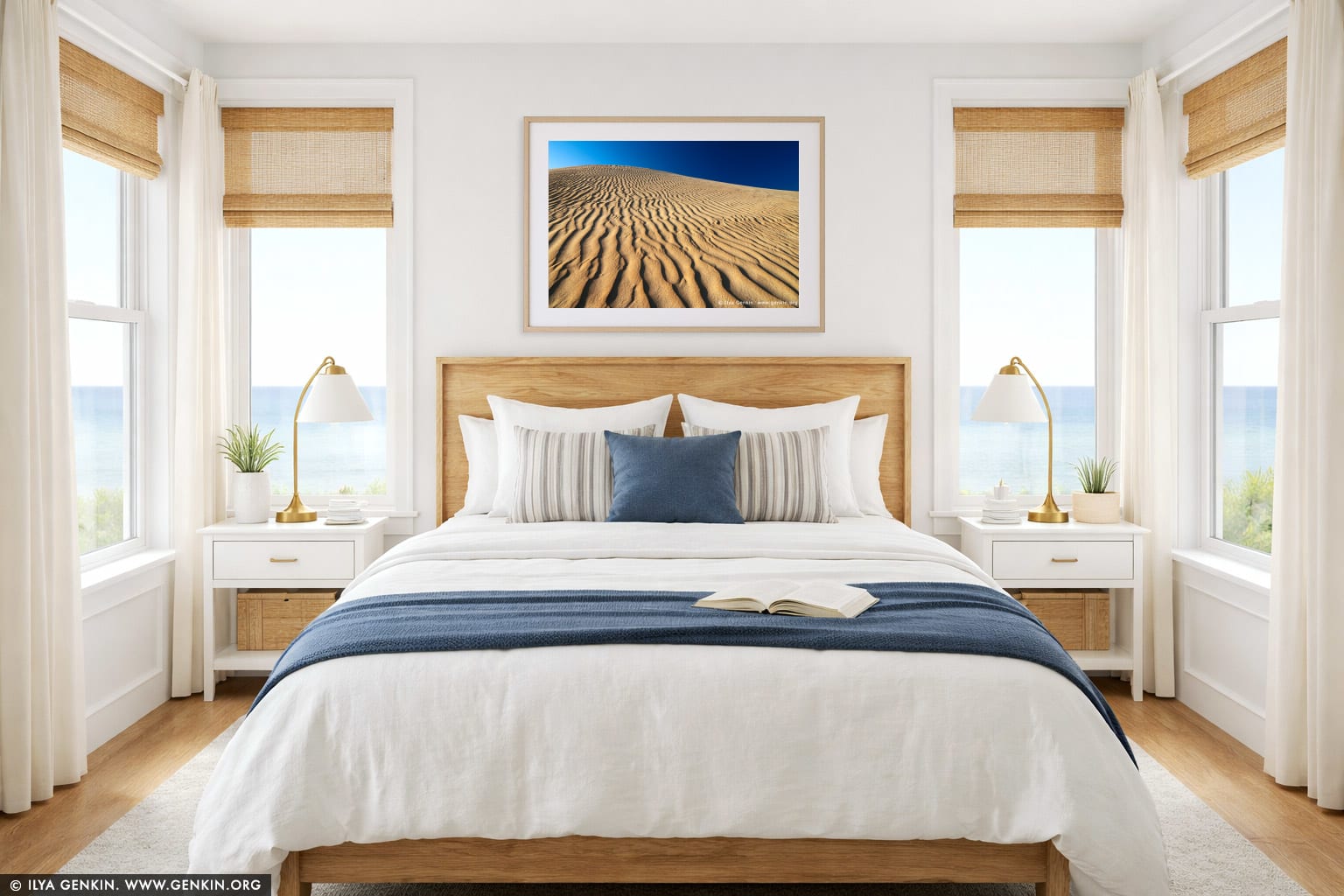 Sand Ripples on Dunes wall art in a bedroom interior