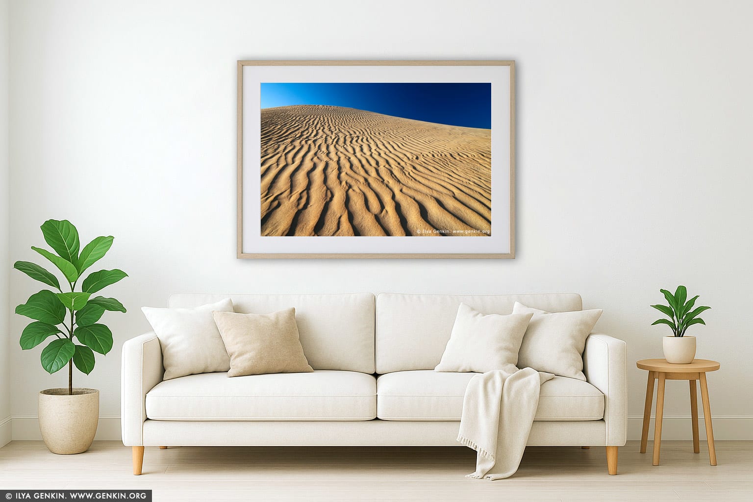 Sand Ripples on Dunes wall art in a contemporary living room interior