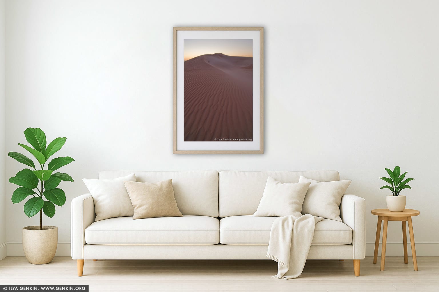 Sand Dunes at Twilight wall art in a modern living room interior