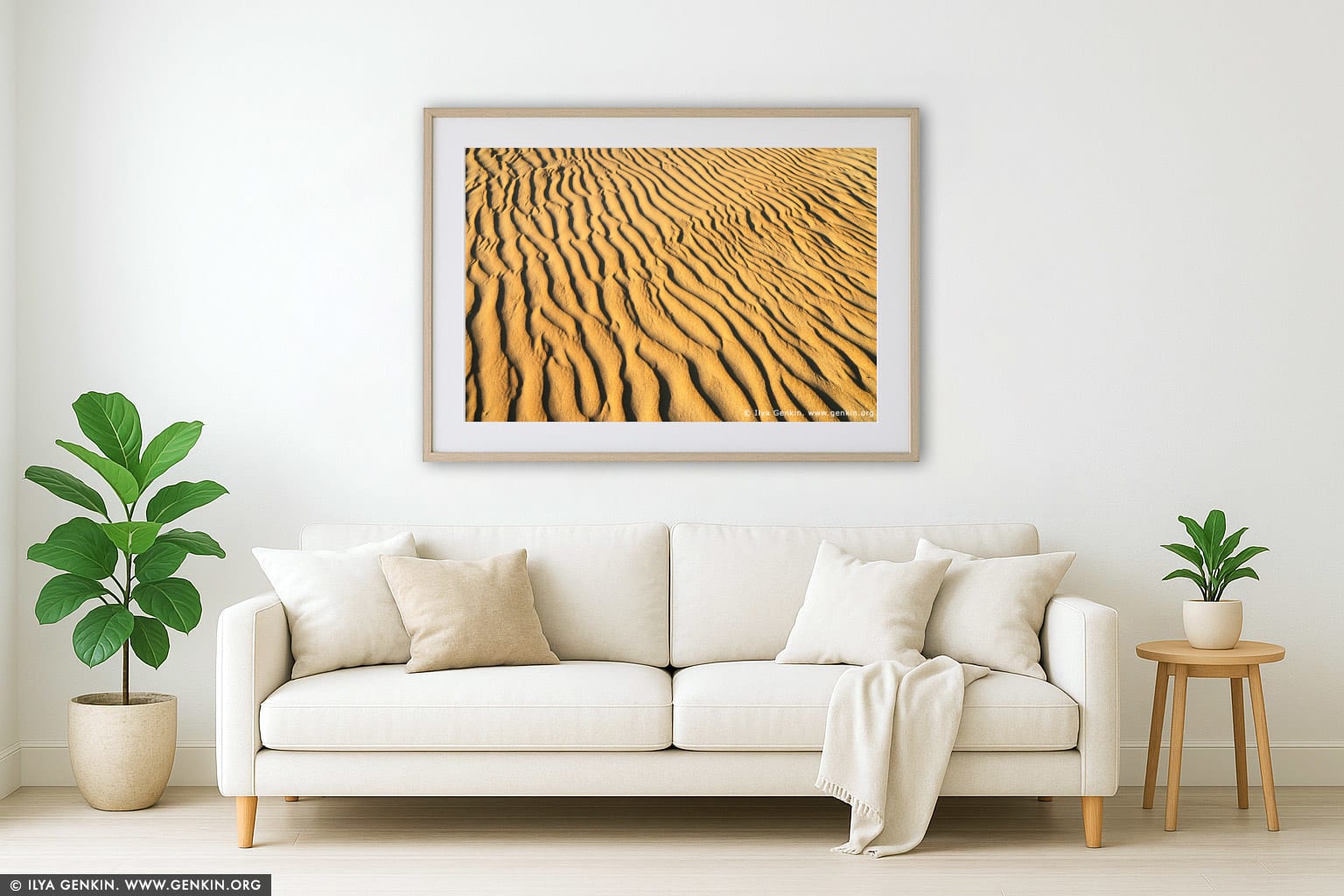 Patterns on Sand wall art in a contemporary living room interior