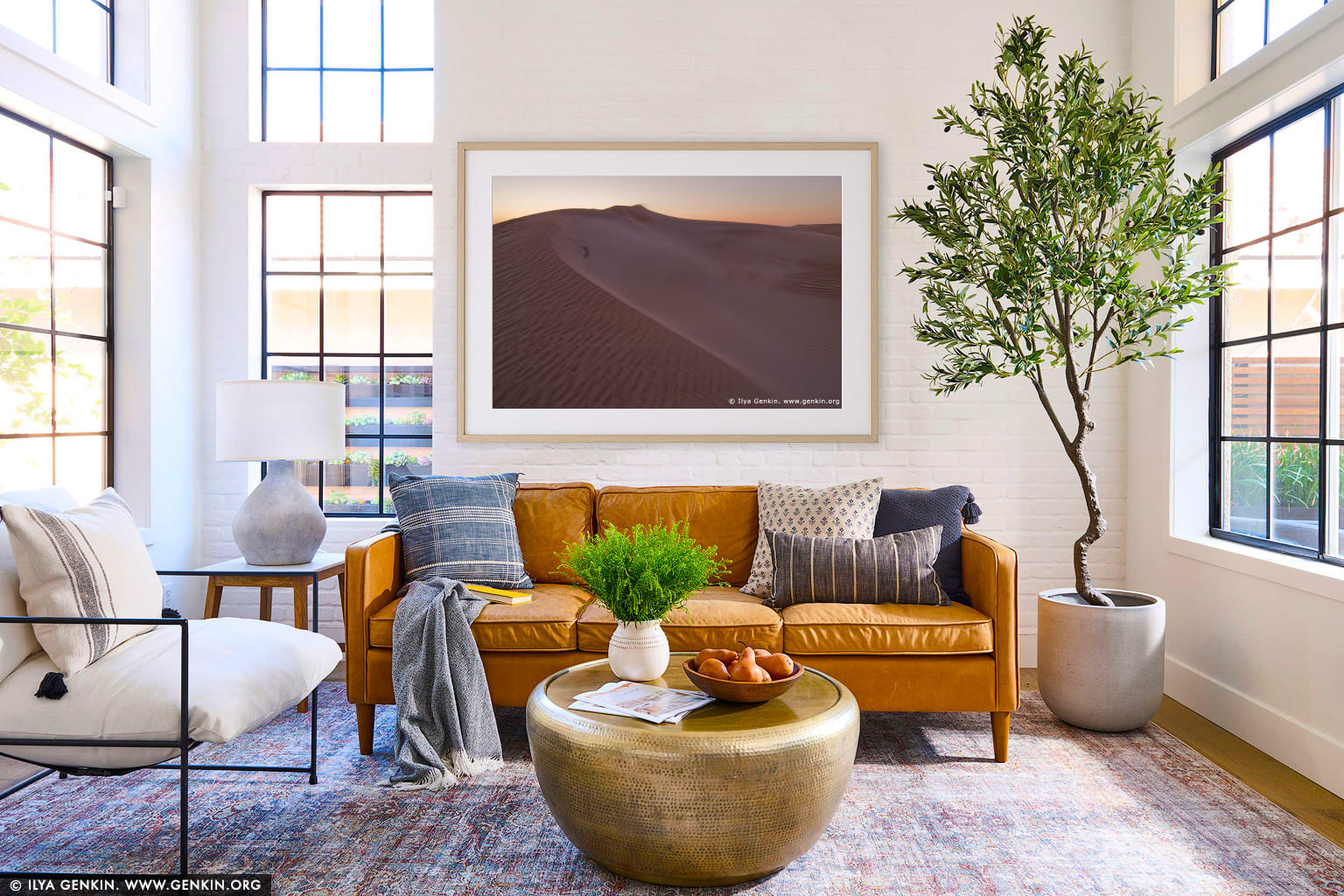 Sand Dunes at Twilight wall art in a luxury living room interior