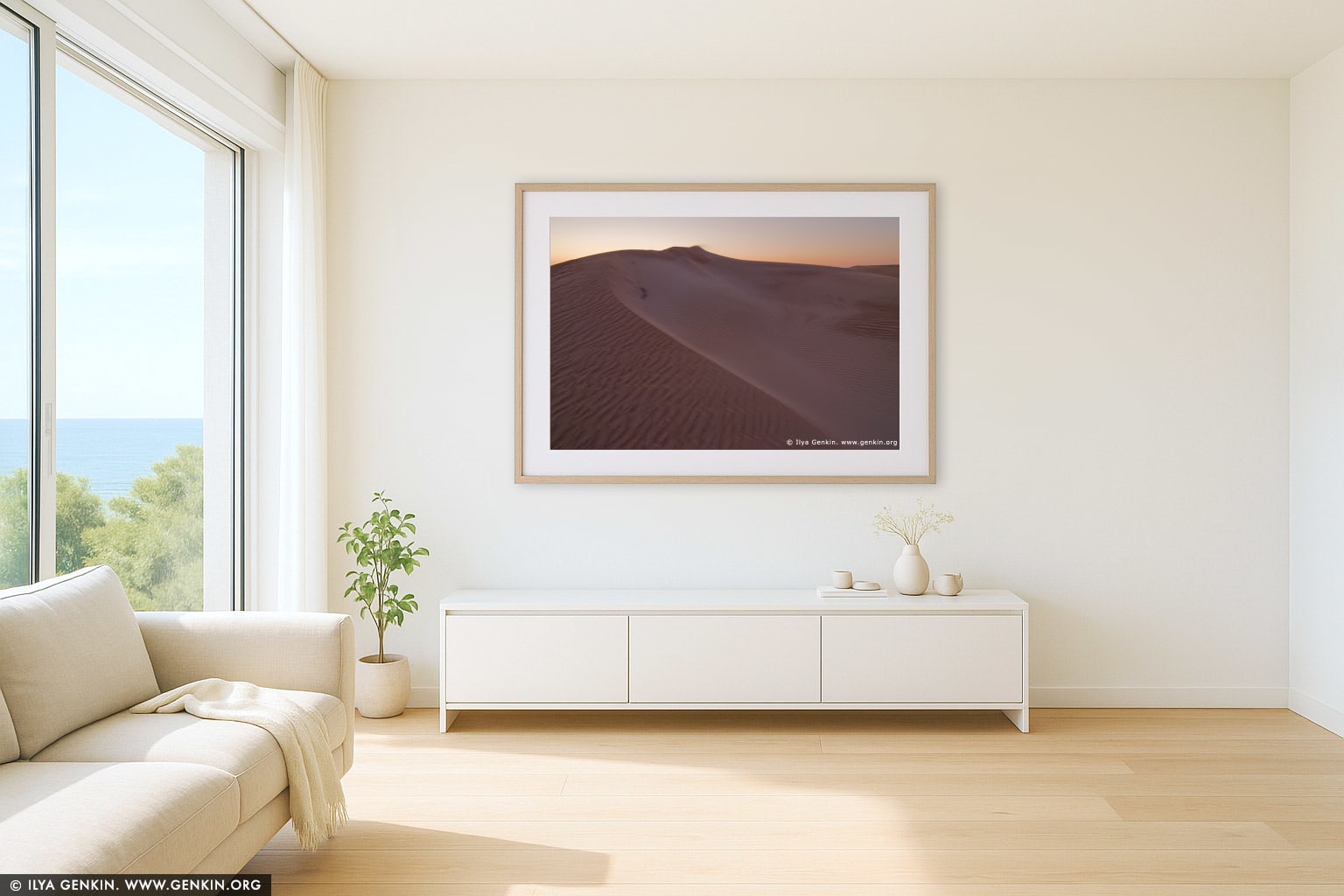 Sand Dunes at Twilight wall art in a luxury living room interior