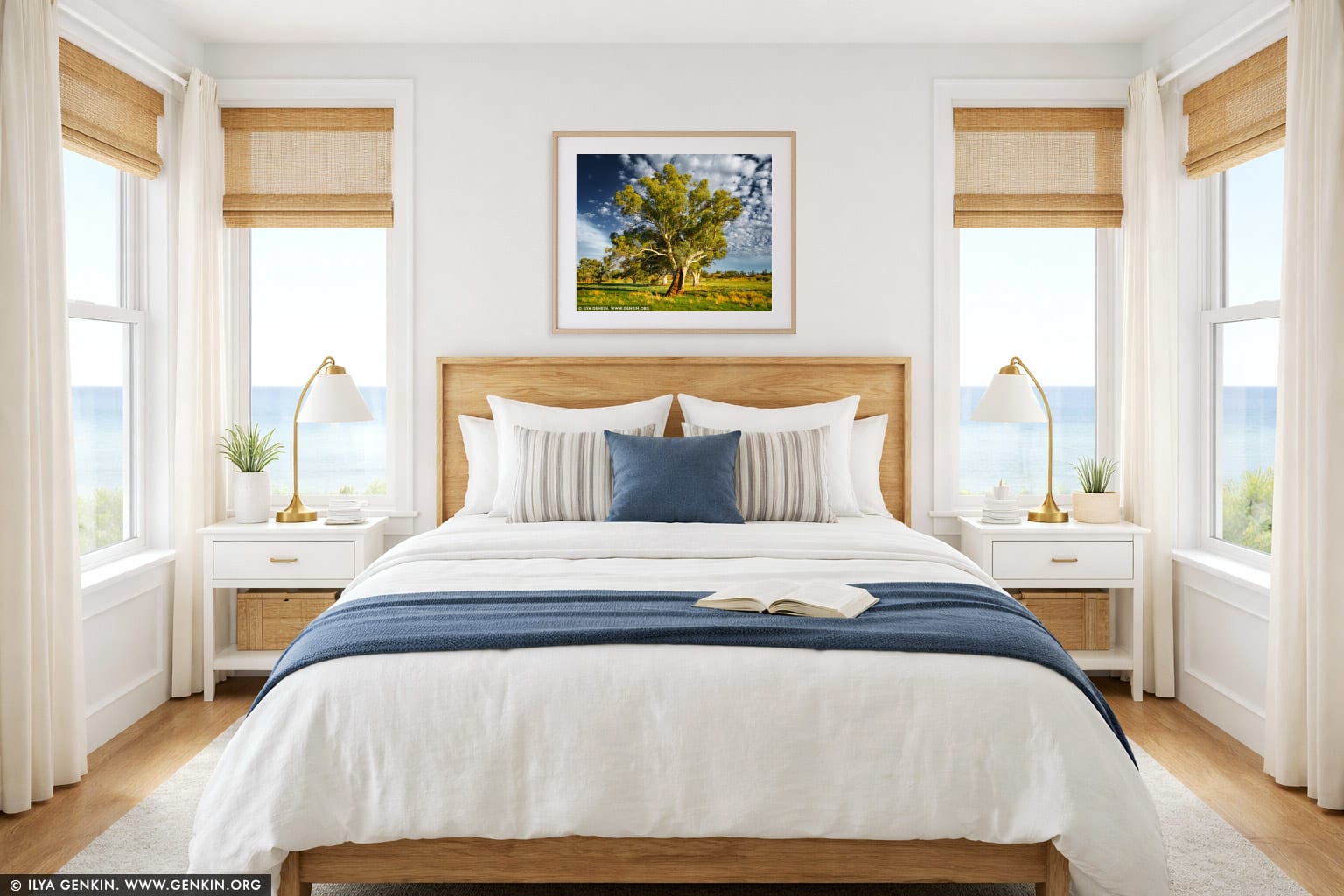 Old River Gum (Eucalyptus camaldulensis) wall art in a bedroom interior