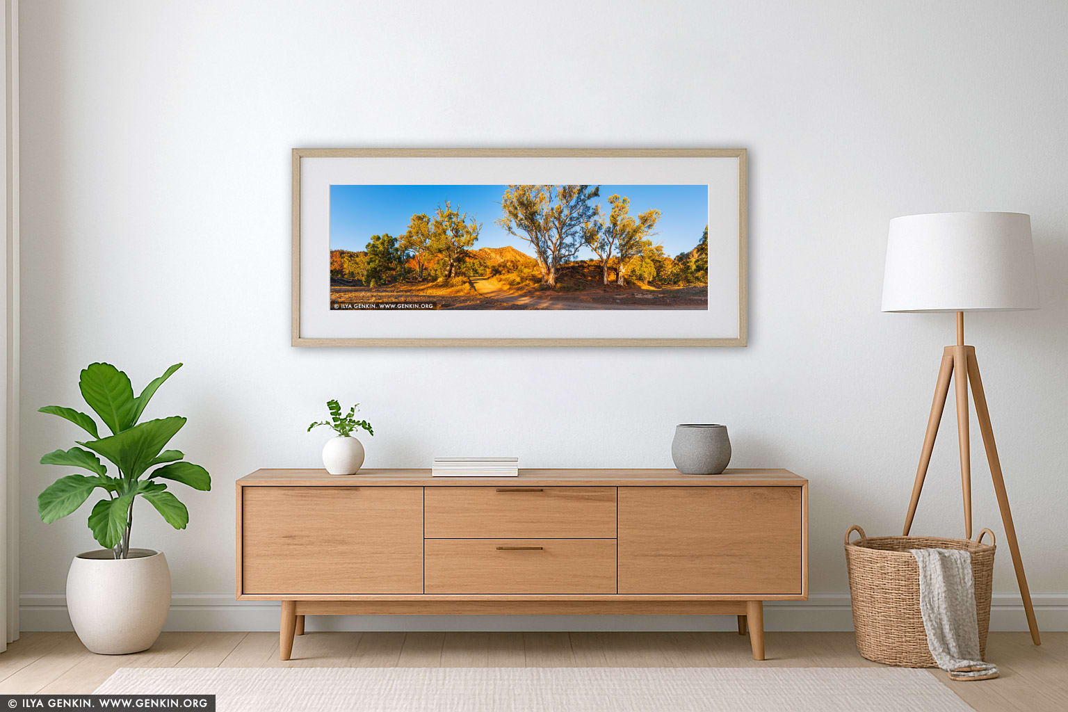 Morning at Brachina Gorge wall art in a minimalist living room interior