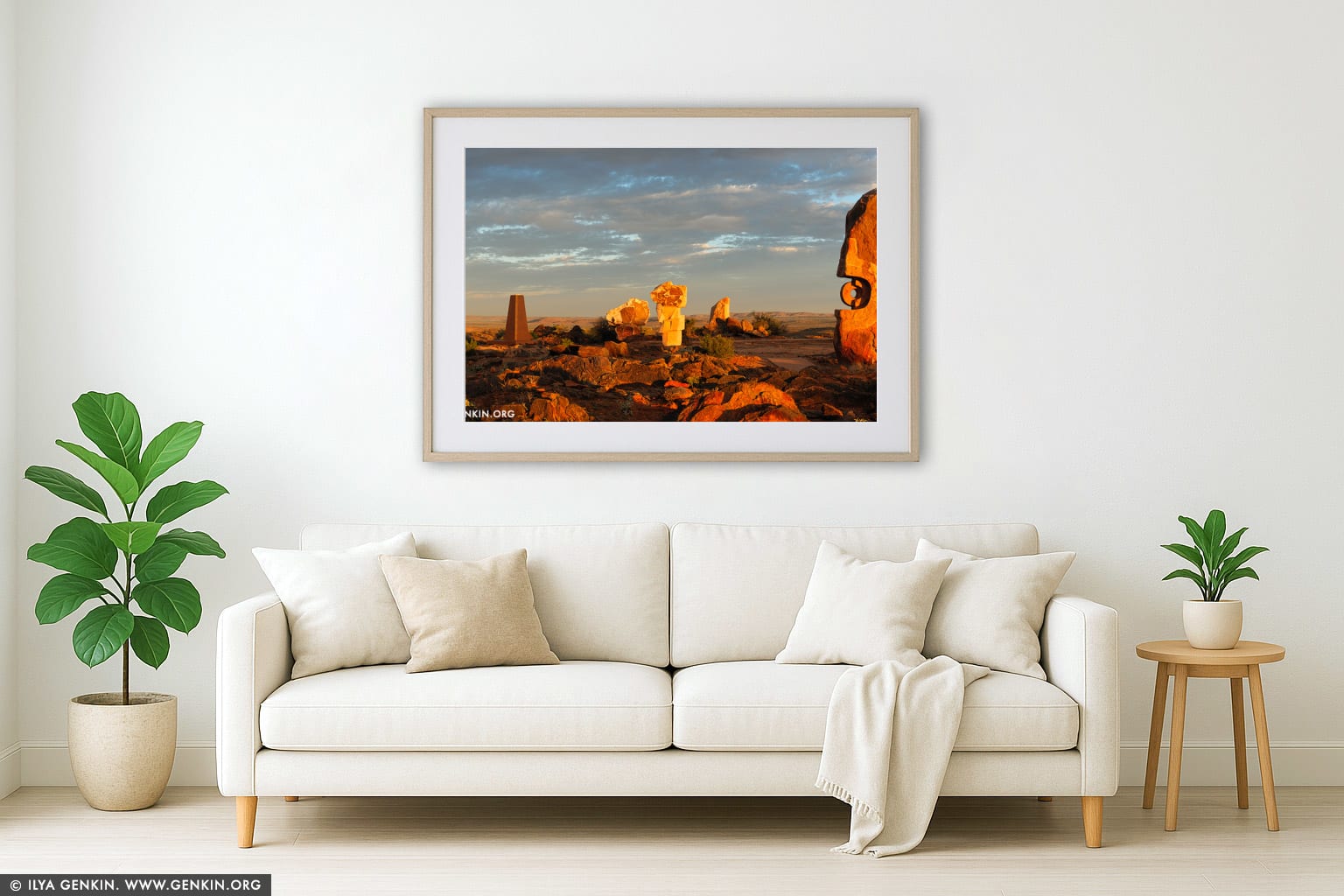 Sculpture Symposium Panorama at Sunset wall art in a contemporary living room interior