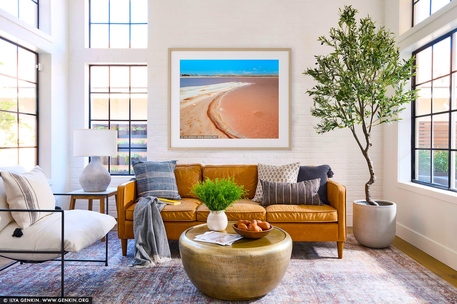 Lake Grace wall art in a contemporary living room interior