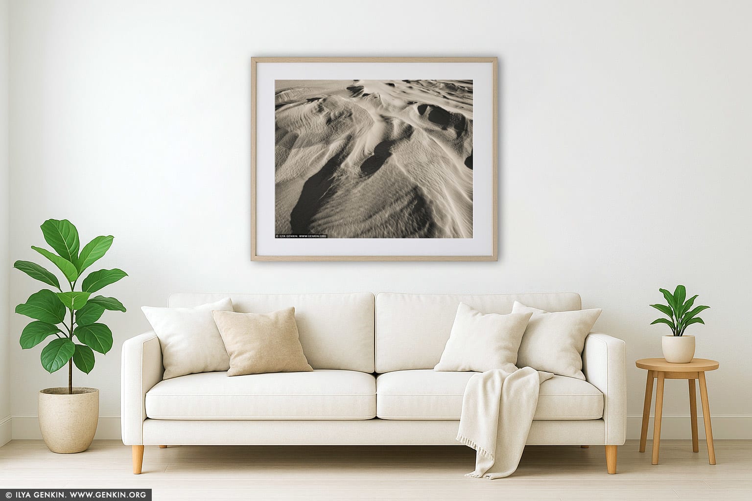 Stockton Beach Sand Dunes Study #4 wall art in a luxury living room interior