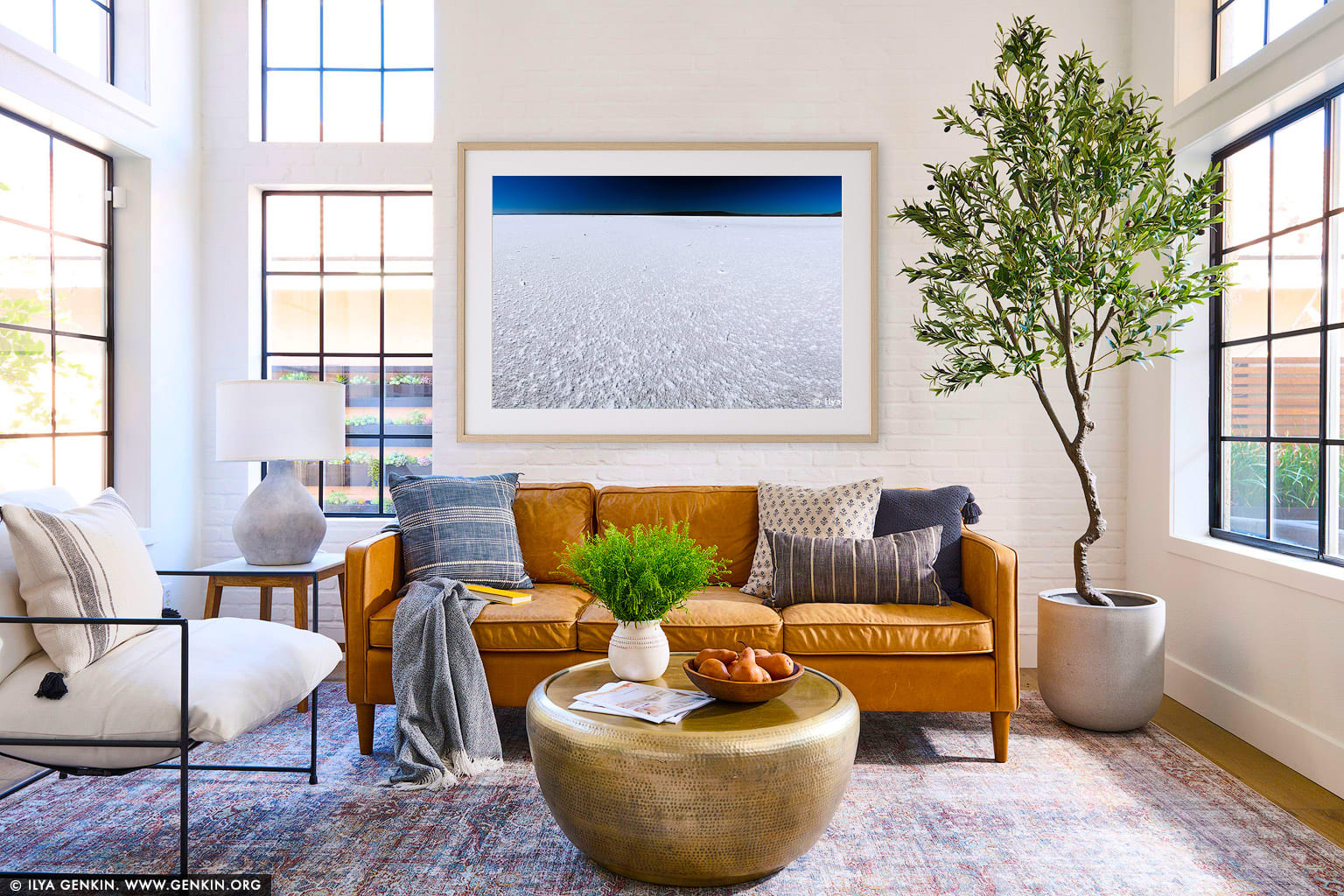 Lake Gairdner wall art in a modern living room interior