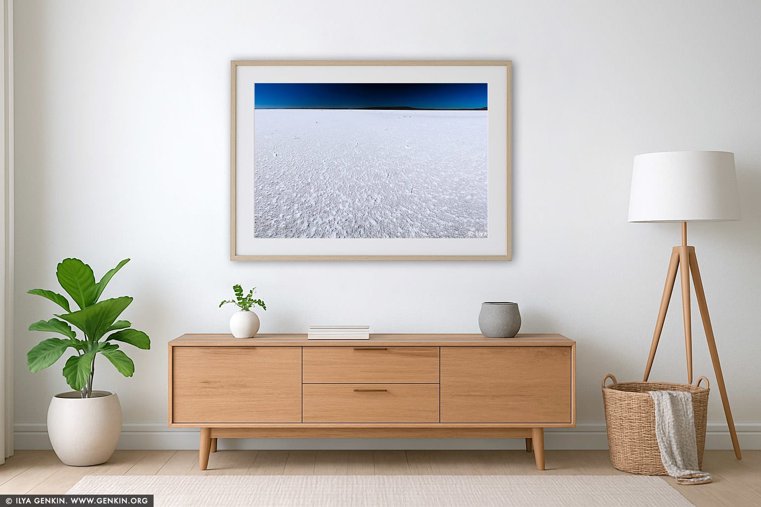 Lake Gairdner wall art in a contemporary living room interior