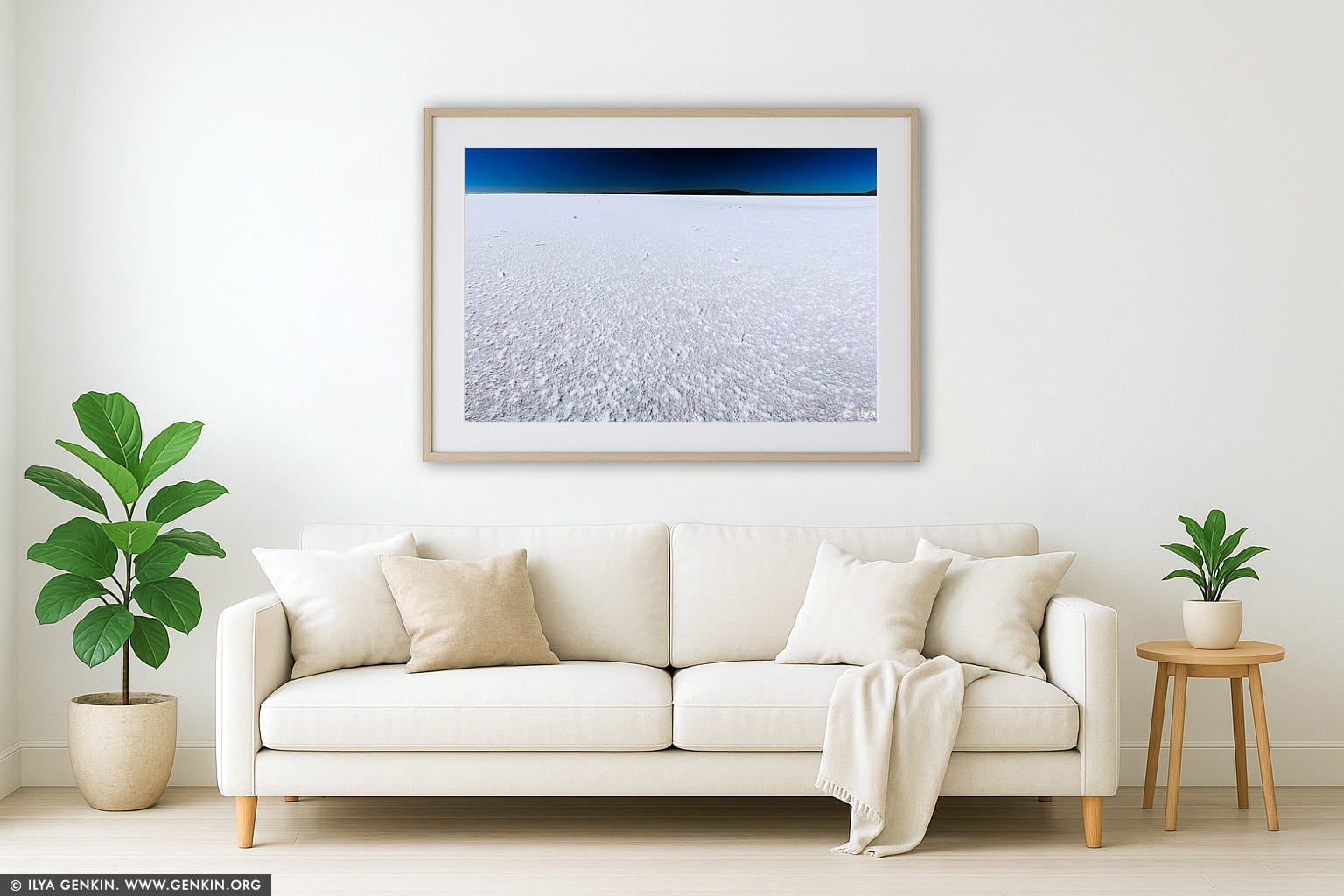 Lake Gairdner wall art in a luxury living room interior
