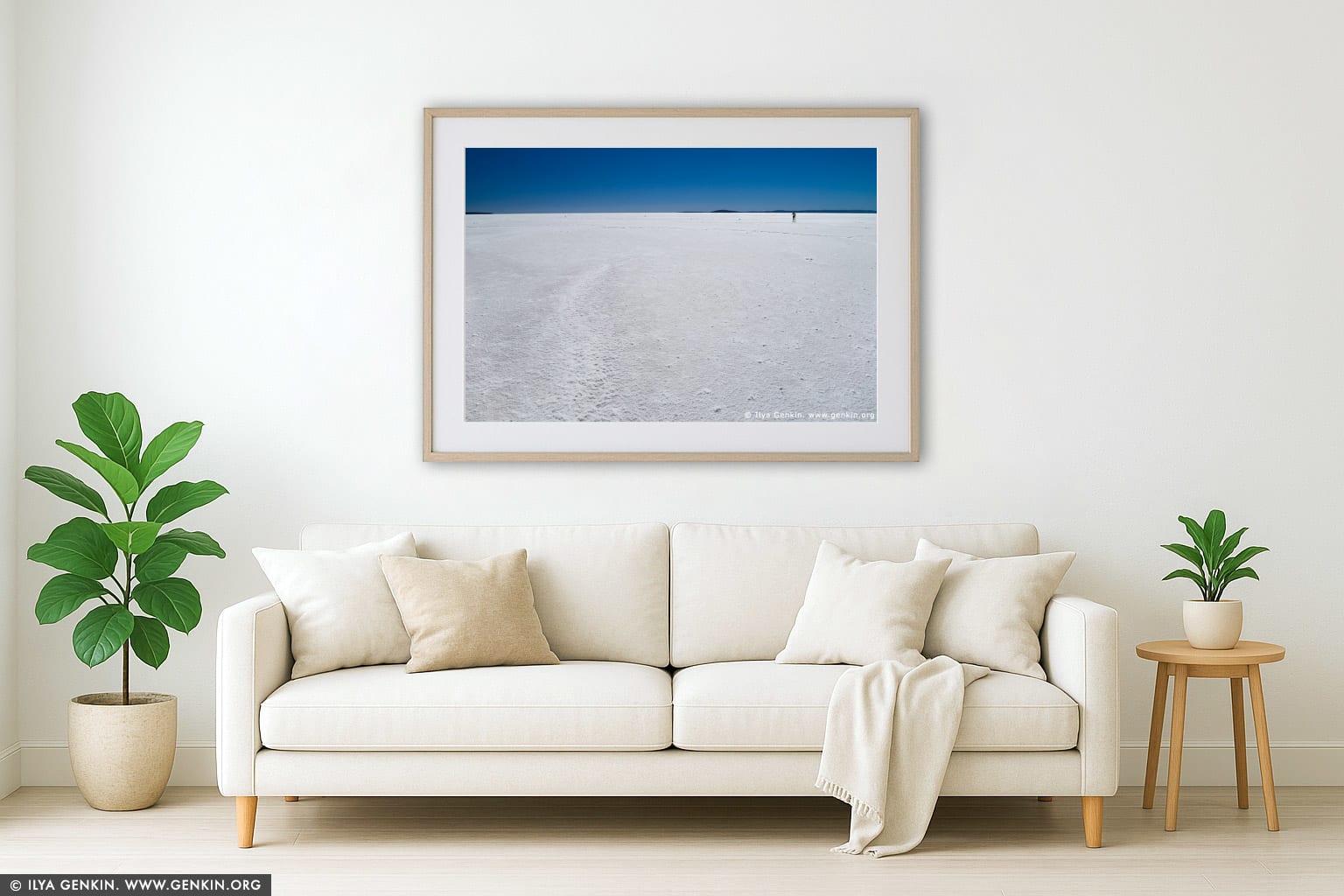 Lake Gairdner wall art in a contemporary living room interior