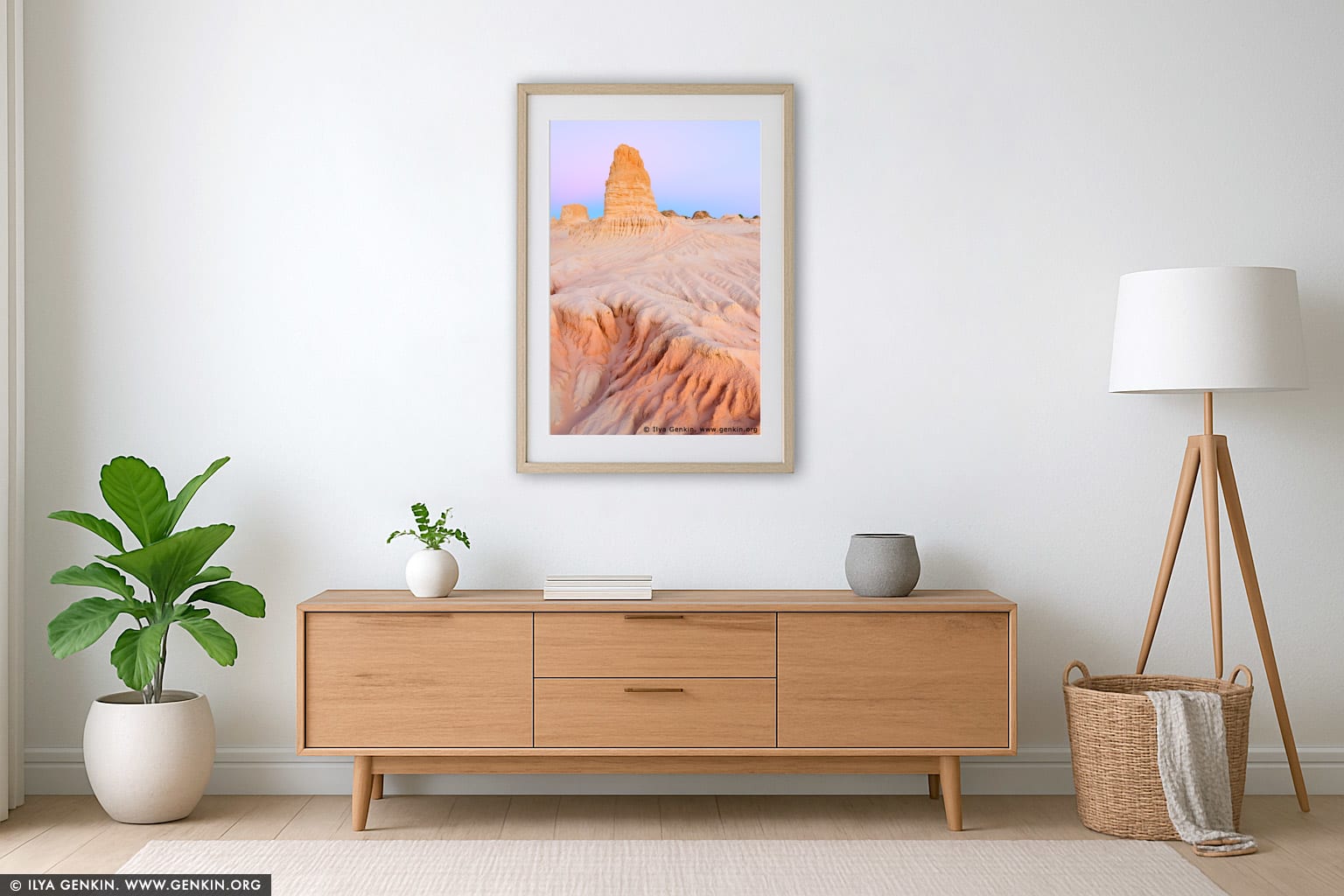 The Walls of China (Lunette) at Dusk wall art in a minimalist living room interior