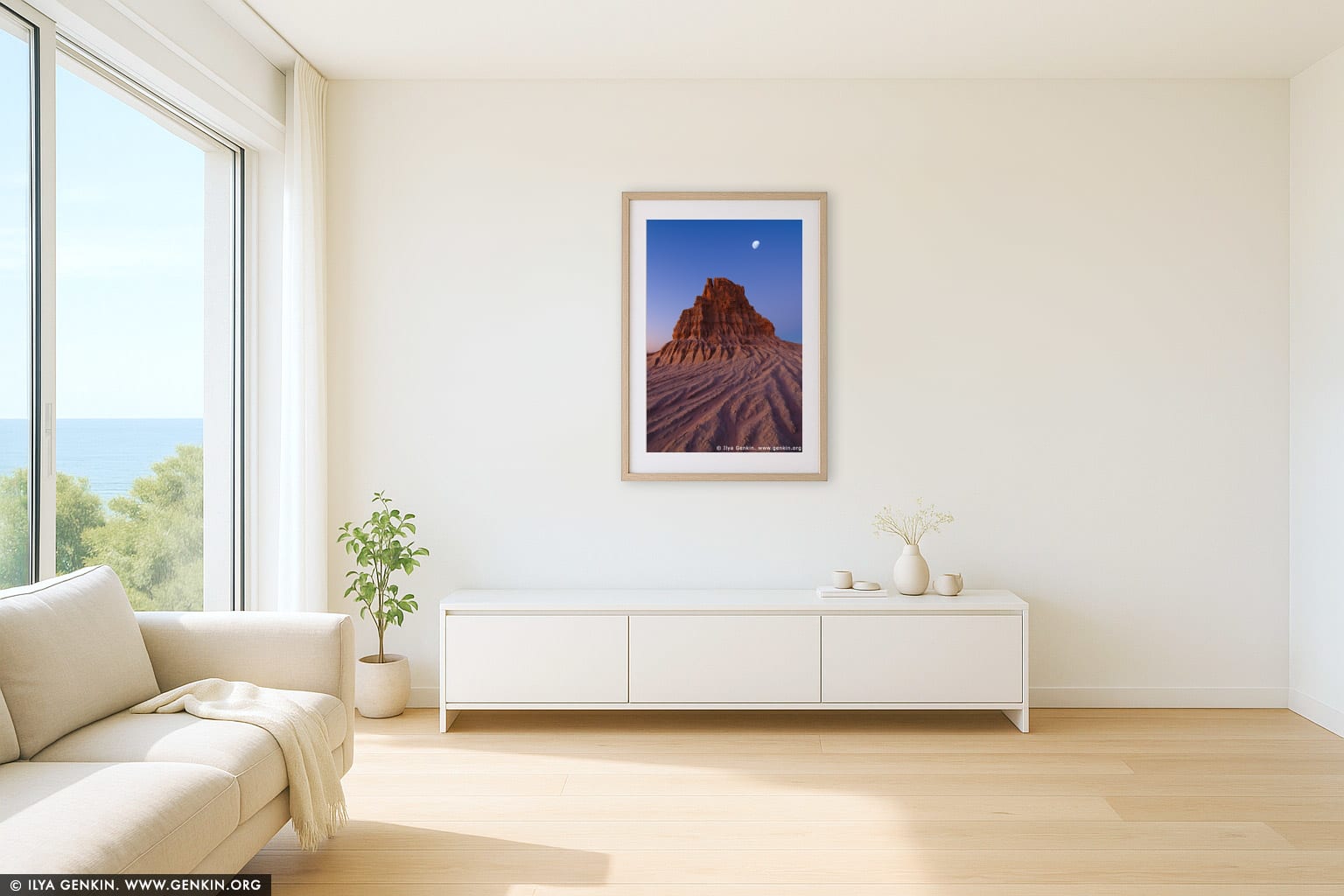 The Walls of China (Lunette) after Sunset wall art in a luxury living room interior