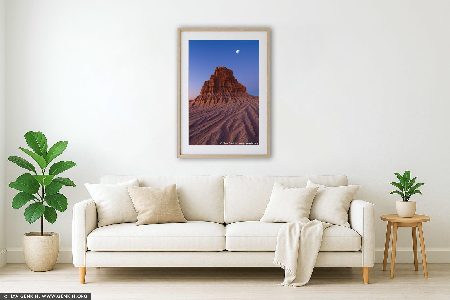 The Walls of China (Lunette) after Sunset wall art in a minimalist living room interior