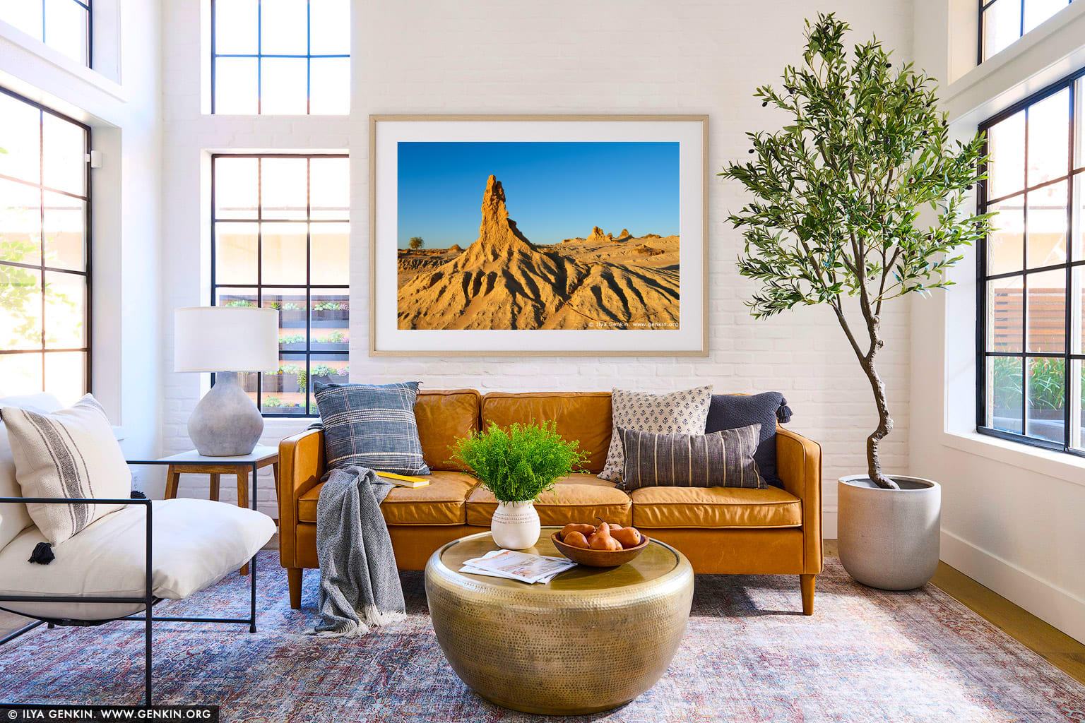 The Walls of China (Lunette) at Sunset wall art in a modern living room interior