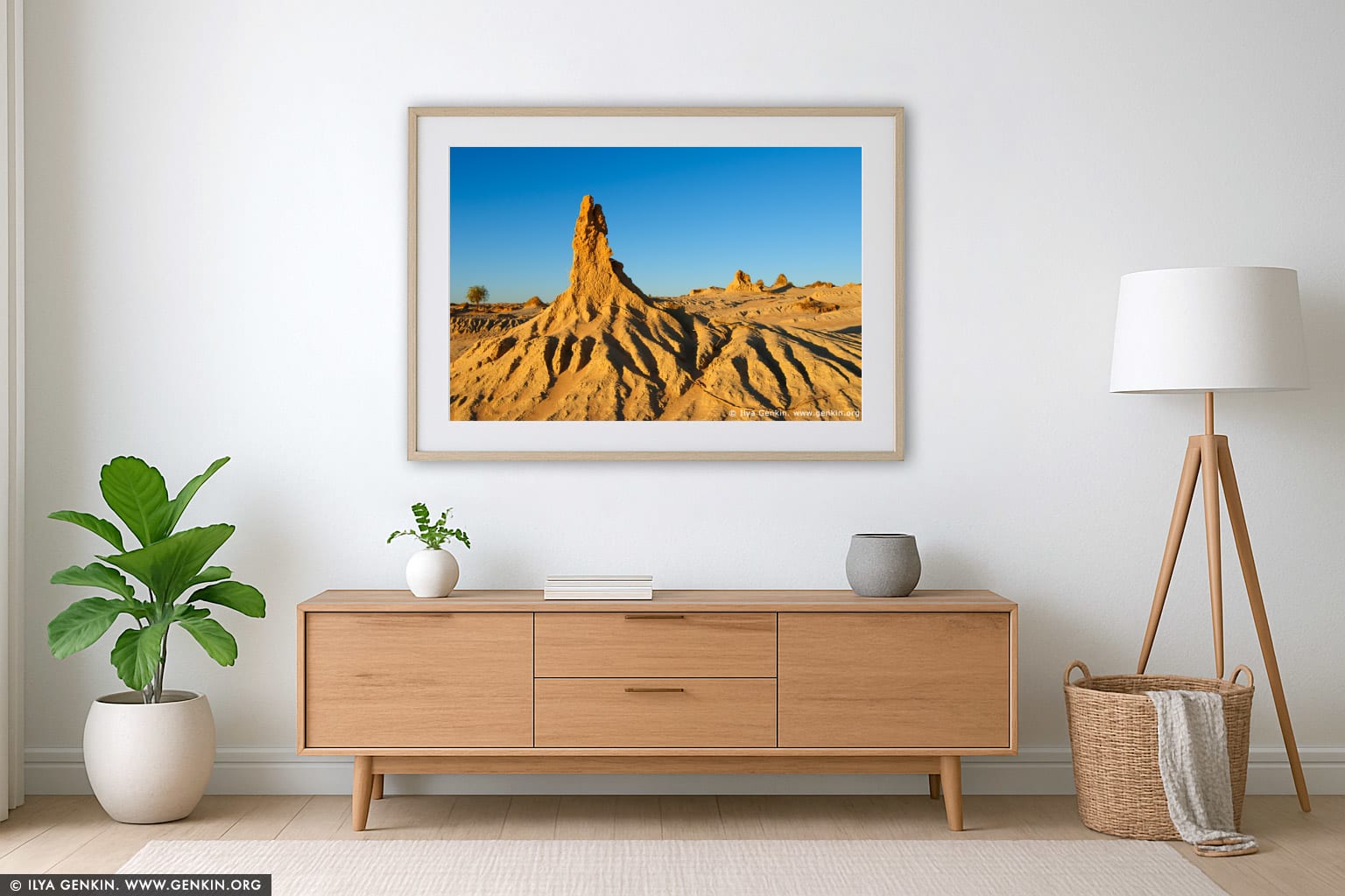 The Walls of China (Lunette) at Sunset wall art in a contemporary living room interior