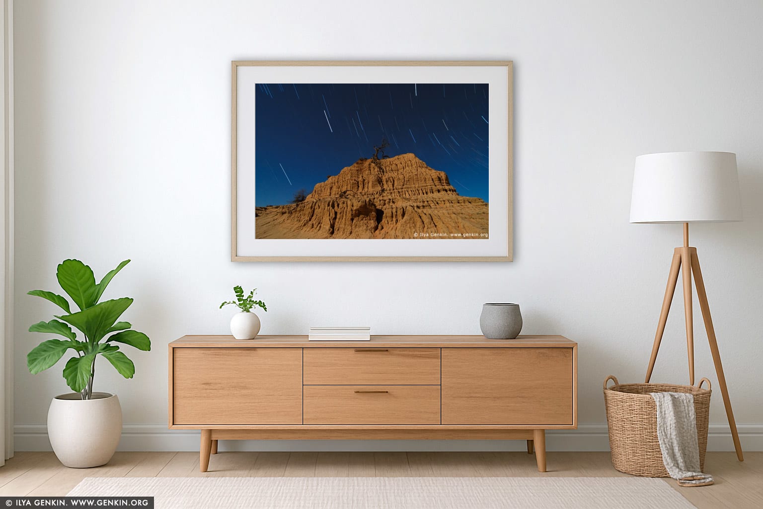 Star Trails and The Walls of China (Lunette) wall art in a luxury living room interior