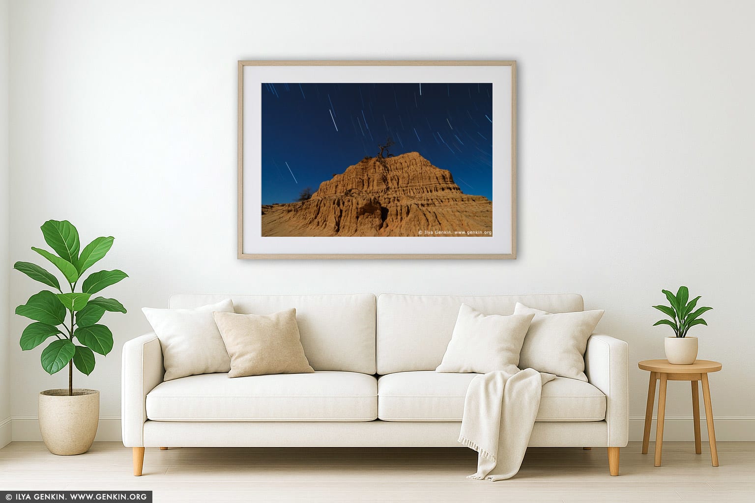 Star Trails and The Walls of China (Lunette) wall art in a contemporary living room interior