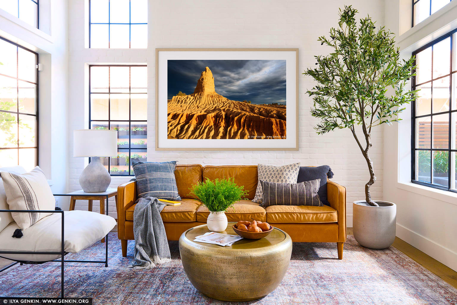 The Walls of China (Lunette) at Sunset wall art in a modern living room interior