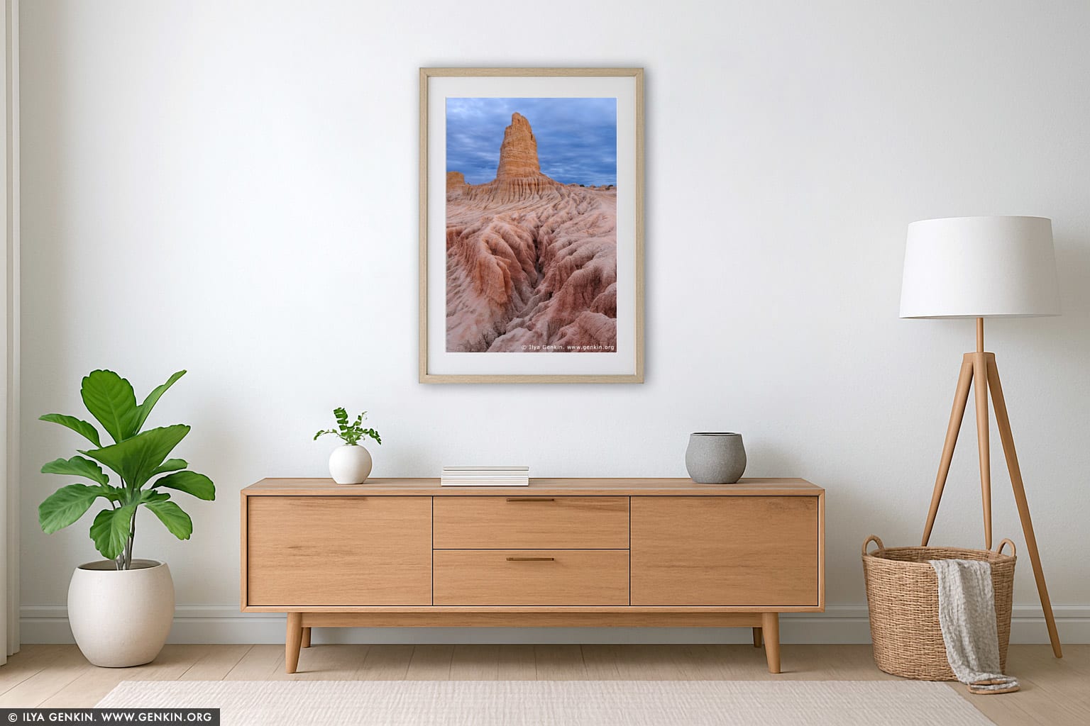 The Walls of China (Lunette) at Dusk wall art in a modern living room interior