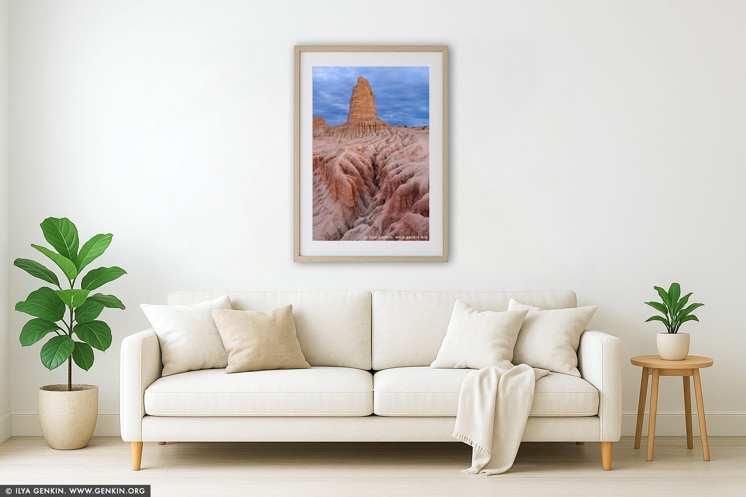 The Walls of China (Lunette) at Dusk wall art in a minimalist living room interior