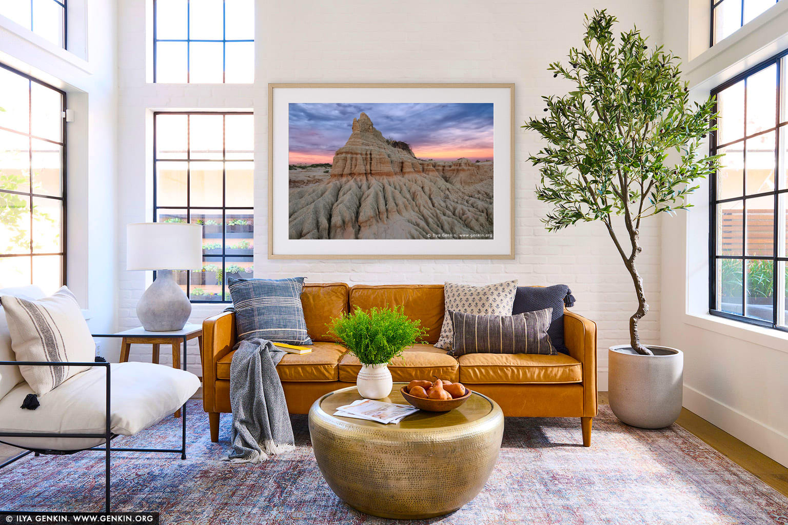 The Walls of China (Lunette) at Sunset wall art in a modern living room interior