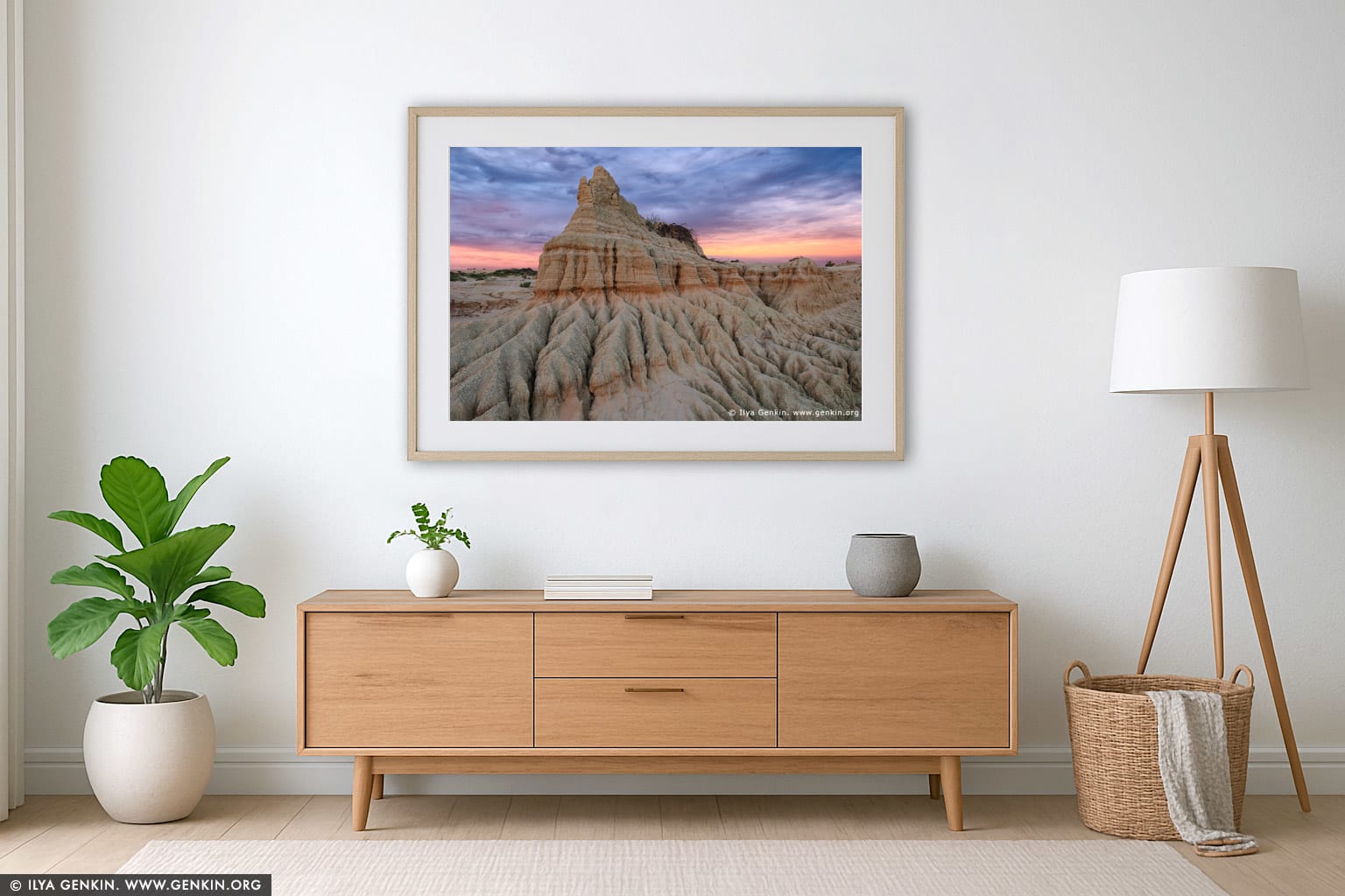 The Walls of China (Lunette) at Sunset wall art in a contemporary living room interior