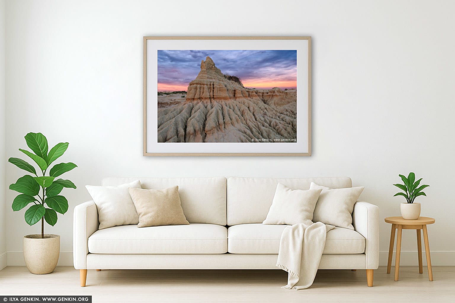 The Walls of China (Lunette) at Sunset wall art in a luxury living room interior