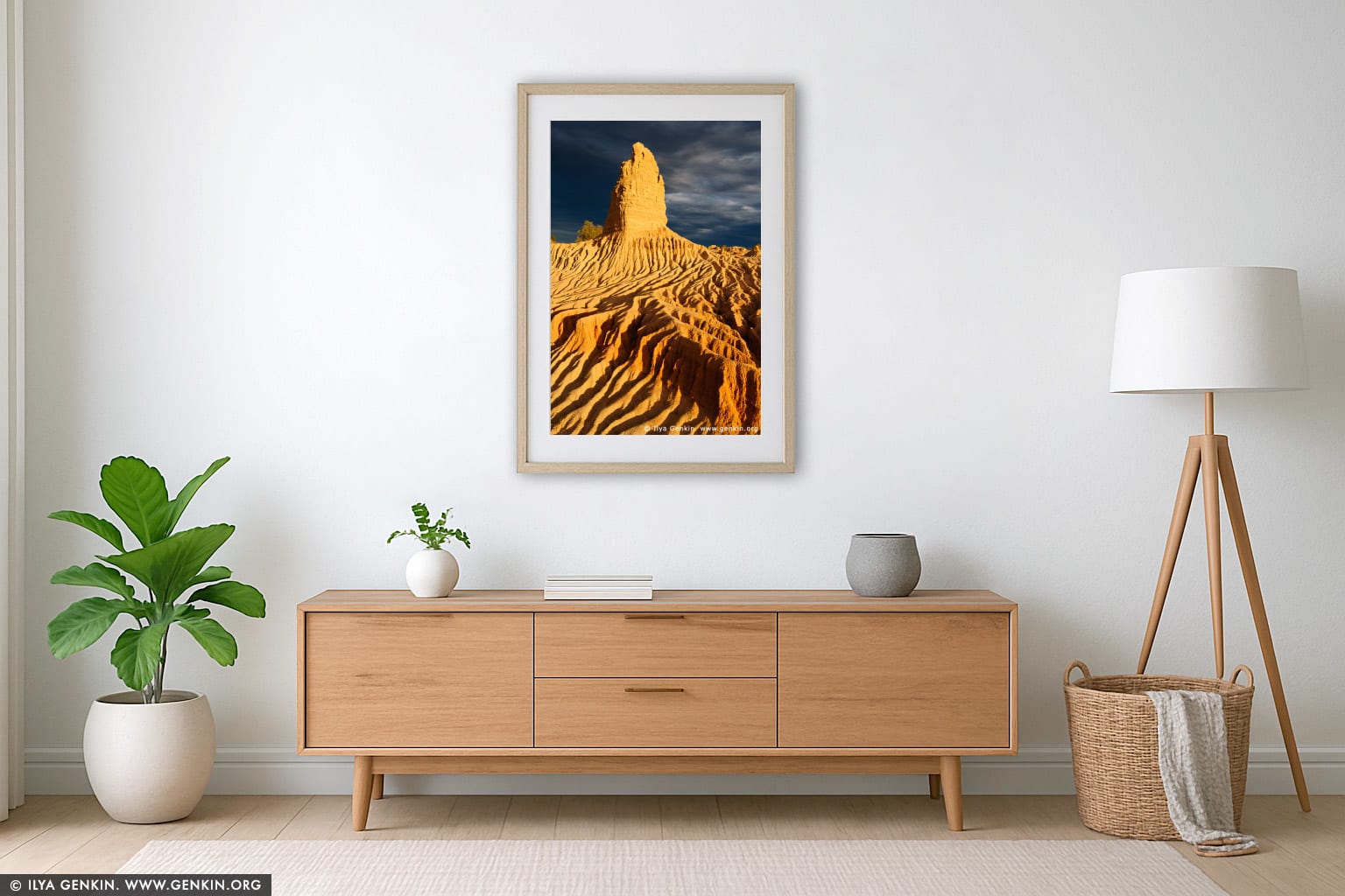 Storm Clearing at Sunset at The Walls of China wall art in a modern living room interior