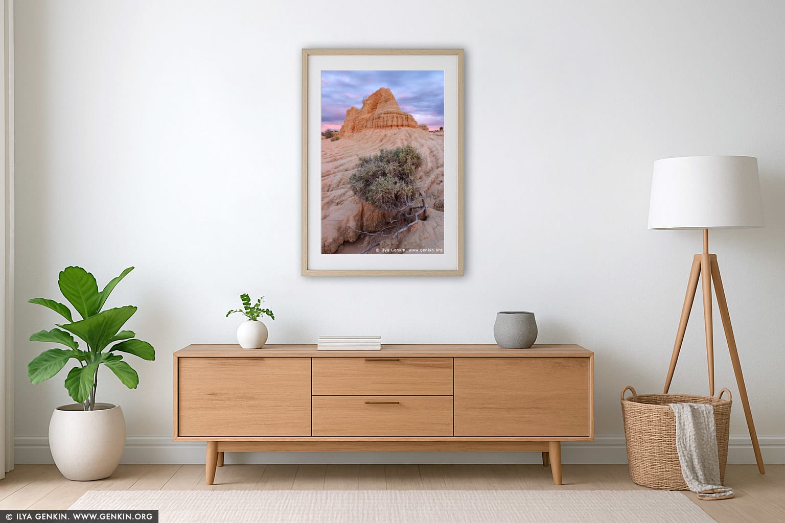 Twilight at The Walls of China wall art in a contemporary living room interior