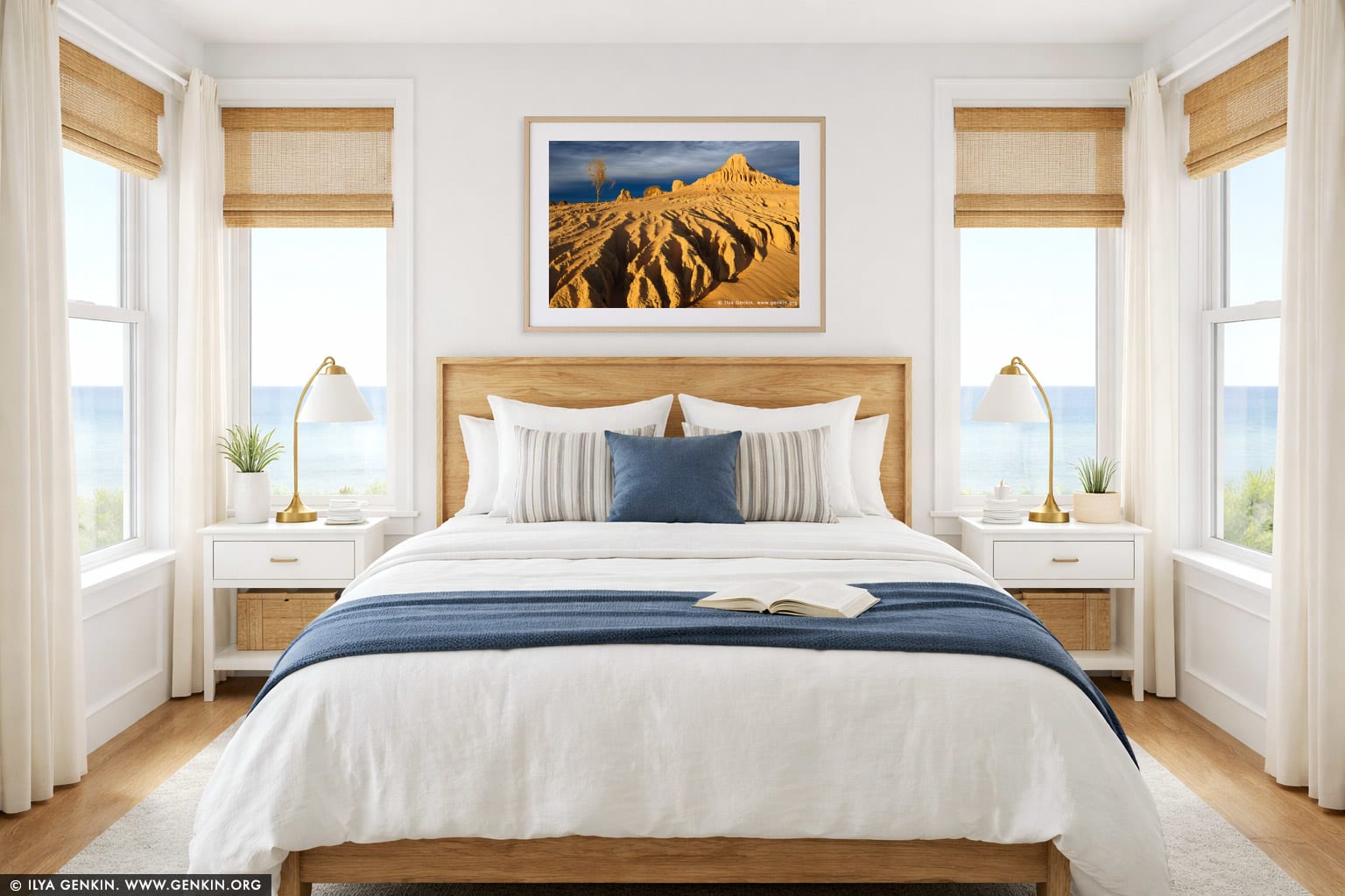 Last Rays of Sun at The Walls of China wall art in a bedroom interior