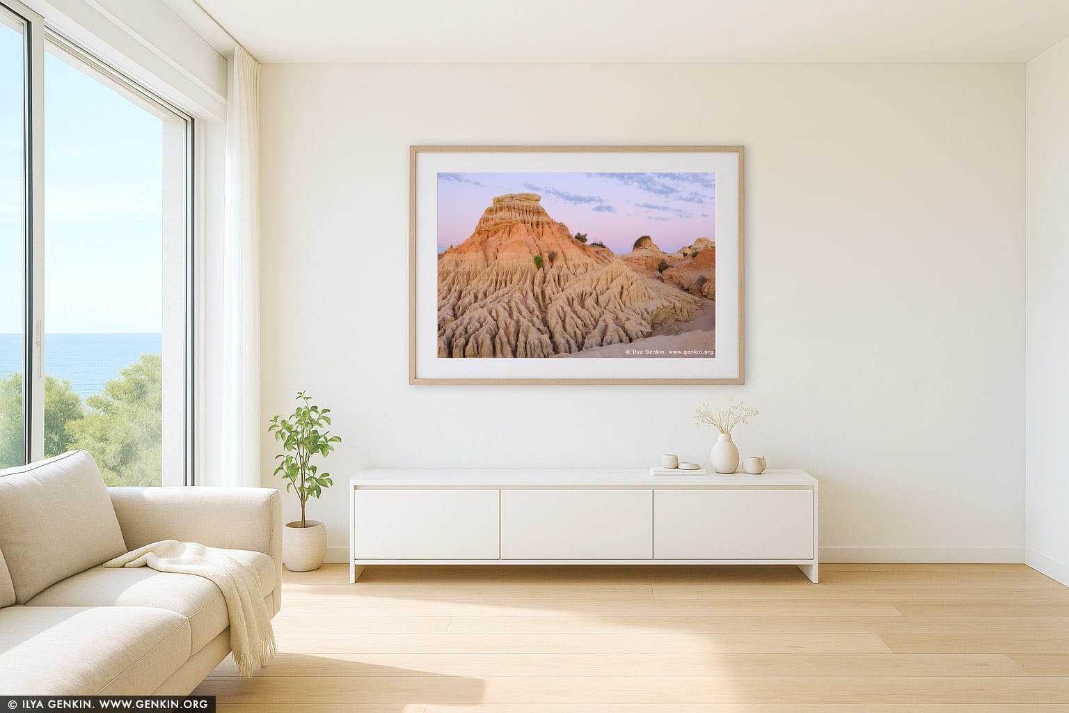 The Walls of China at Twilight wall art in a modern living room interior