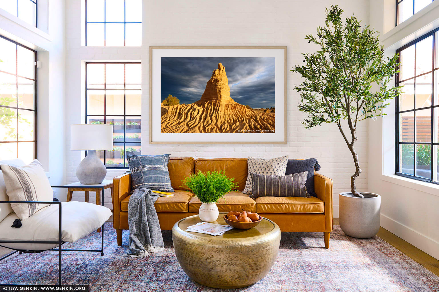 Clearing Storm at Sunset at The Walls of China wall art in a contemporary living room interior