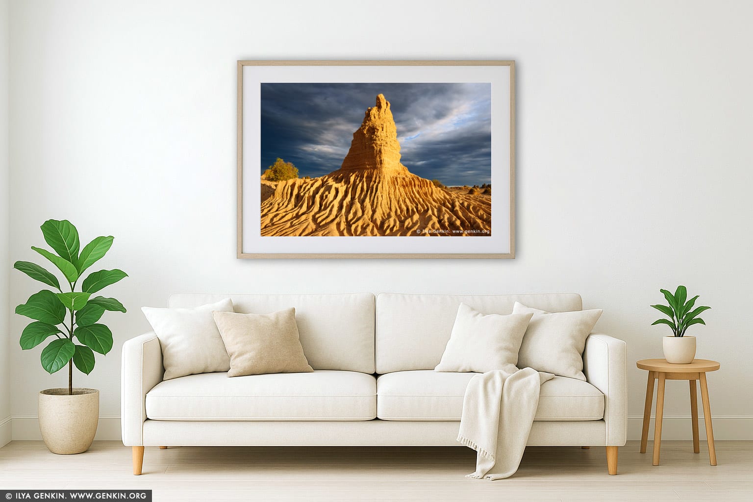 Clearing Storm at Sunset at The Walls of China wall art in a modern living room interior