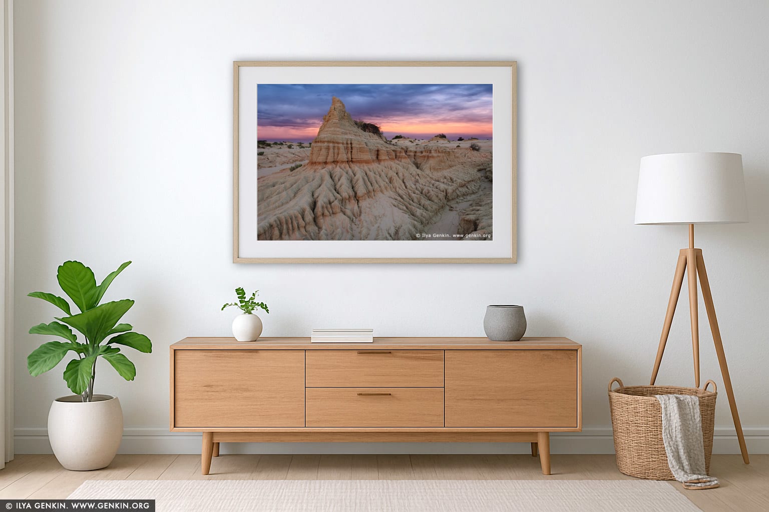 Sunset at The Walls of China wall art in a luxury living room interior