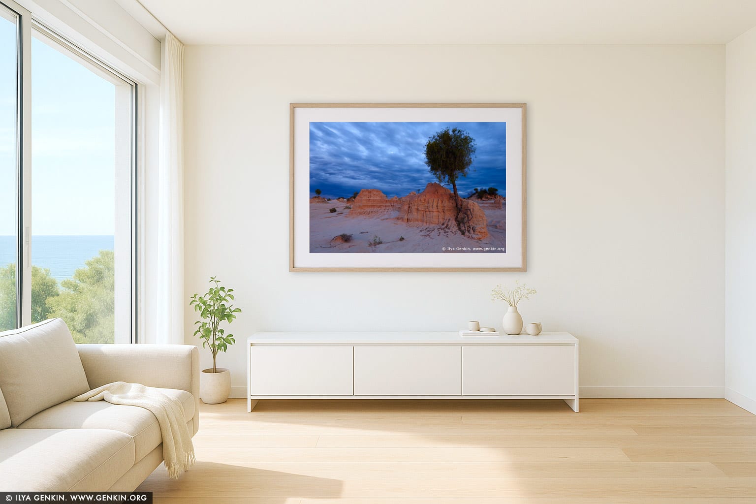 Cloudy Sky Over The Walls of China wall art in a luxury living room interior