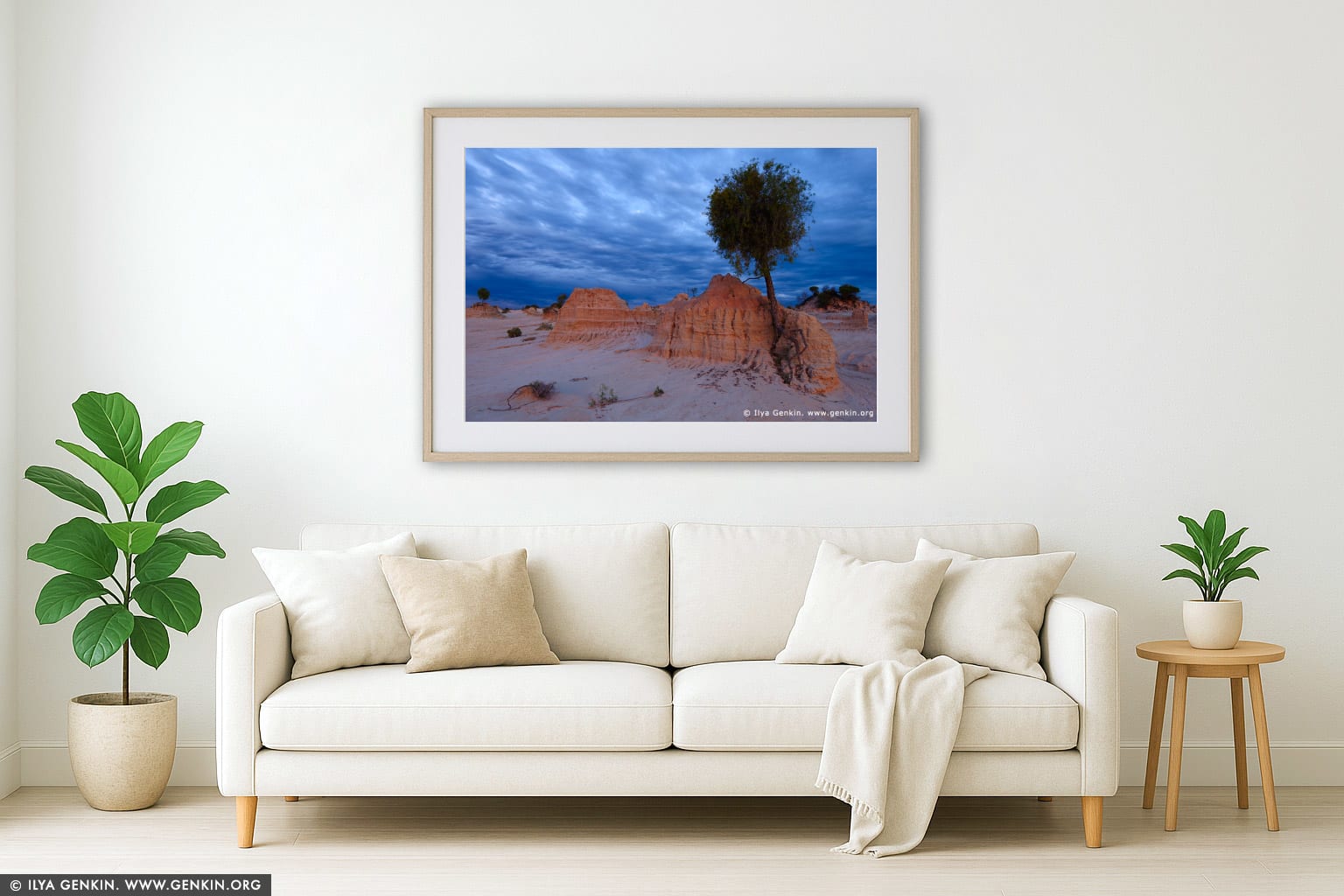 Cloudy Sky Over The Walls of China wall art in a minimalist living room interior