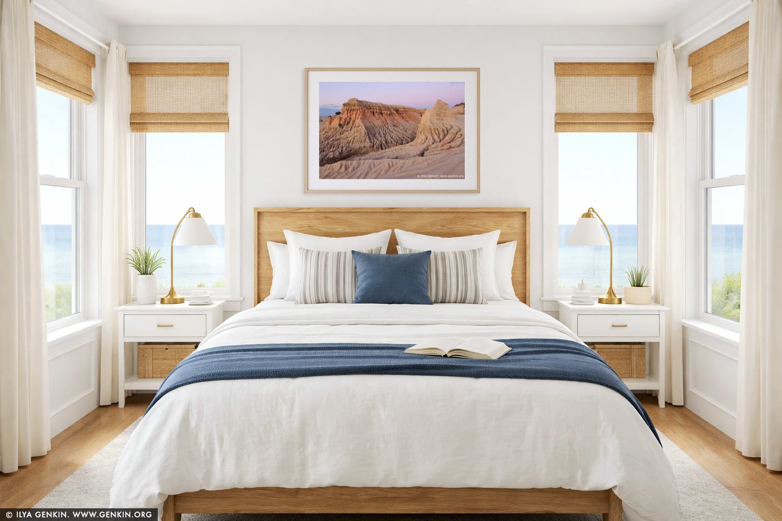 Dusk at The Walls of China wall art in a bedroom interior