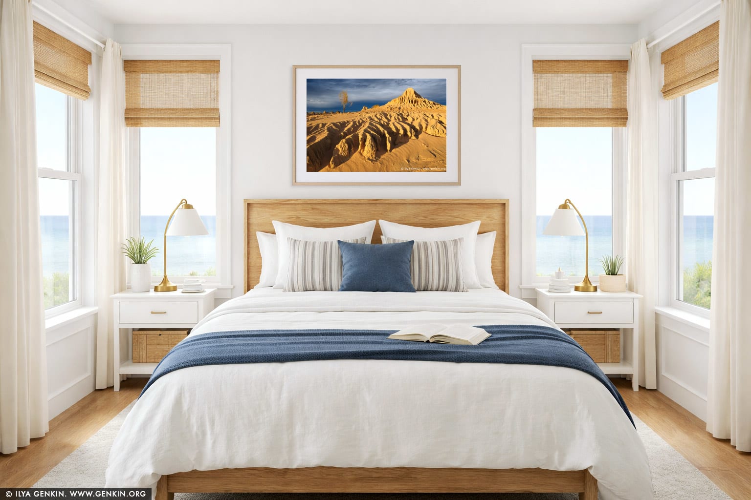 The Walls of China at Sunset wall art in a bedroom interior