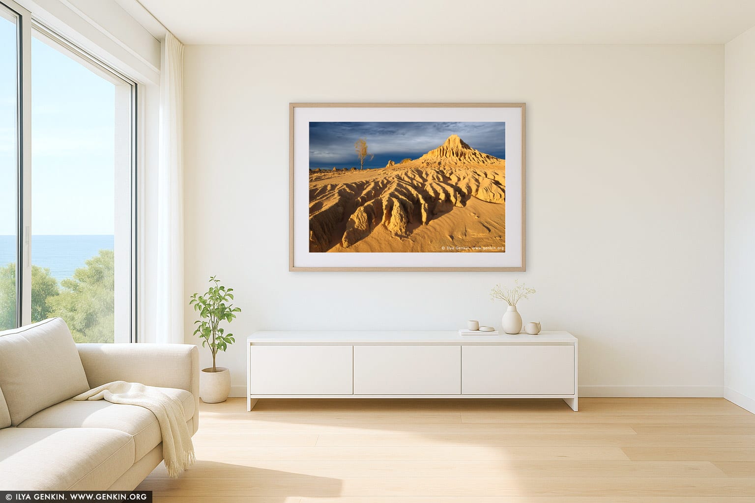 The Walls of China at Sunset wall art in a contemporary living room interior