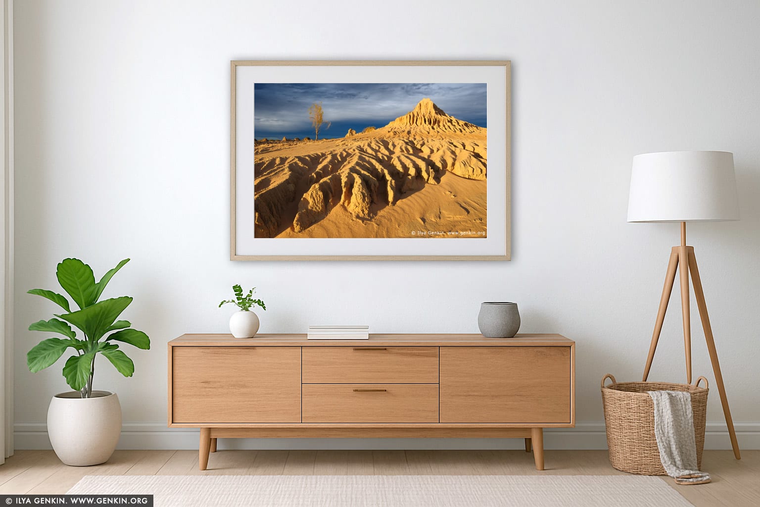 The Walls of China at Sunset wall art in a minimalist living room interior