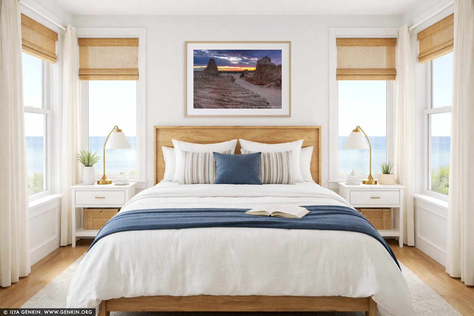 Vivid Colours of Sunset at The Walls of China wall art in a bedroom interior