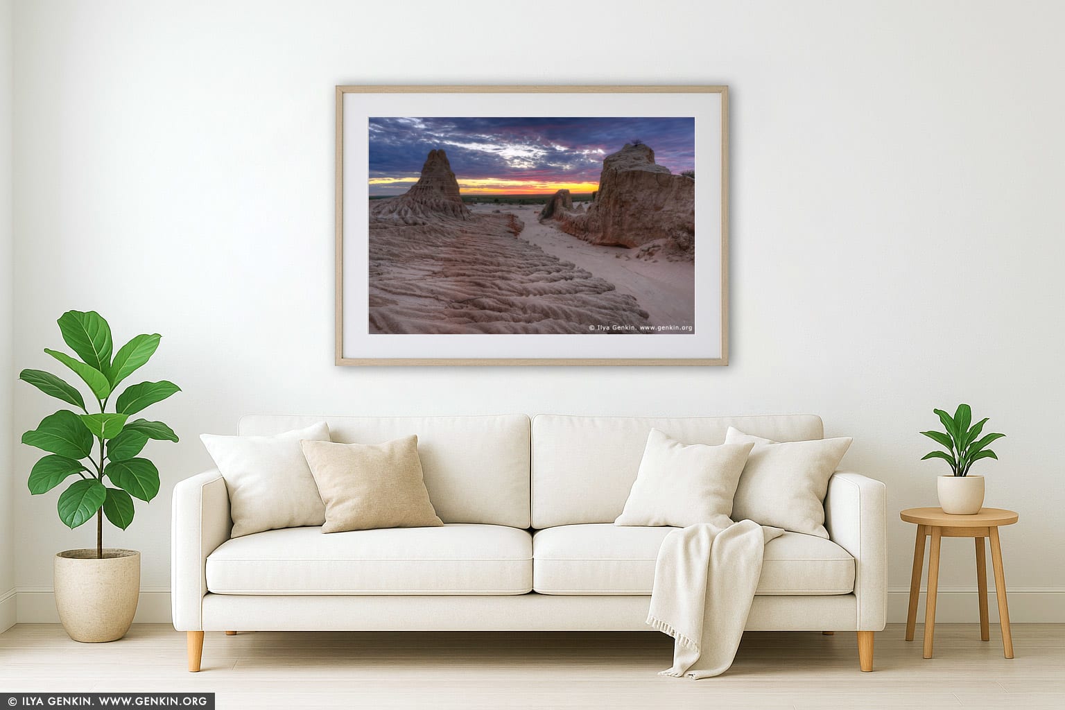 Vivid Colours of Sunset at The Walls of China wall art in a contemporary living room interior