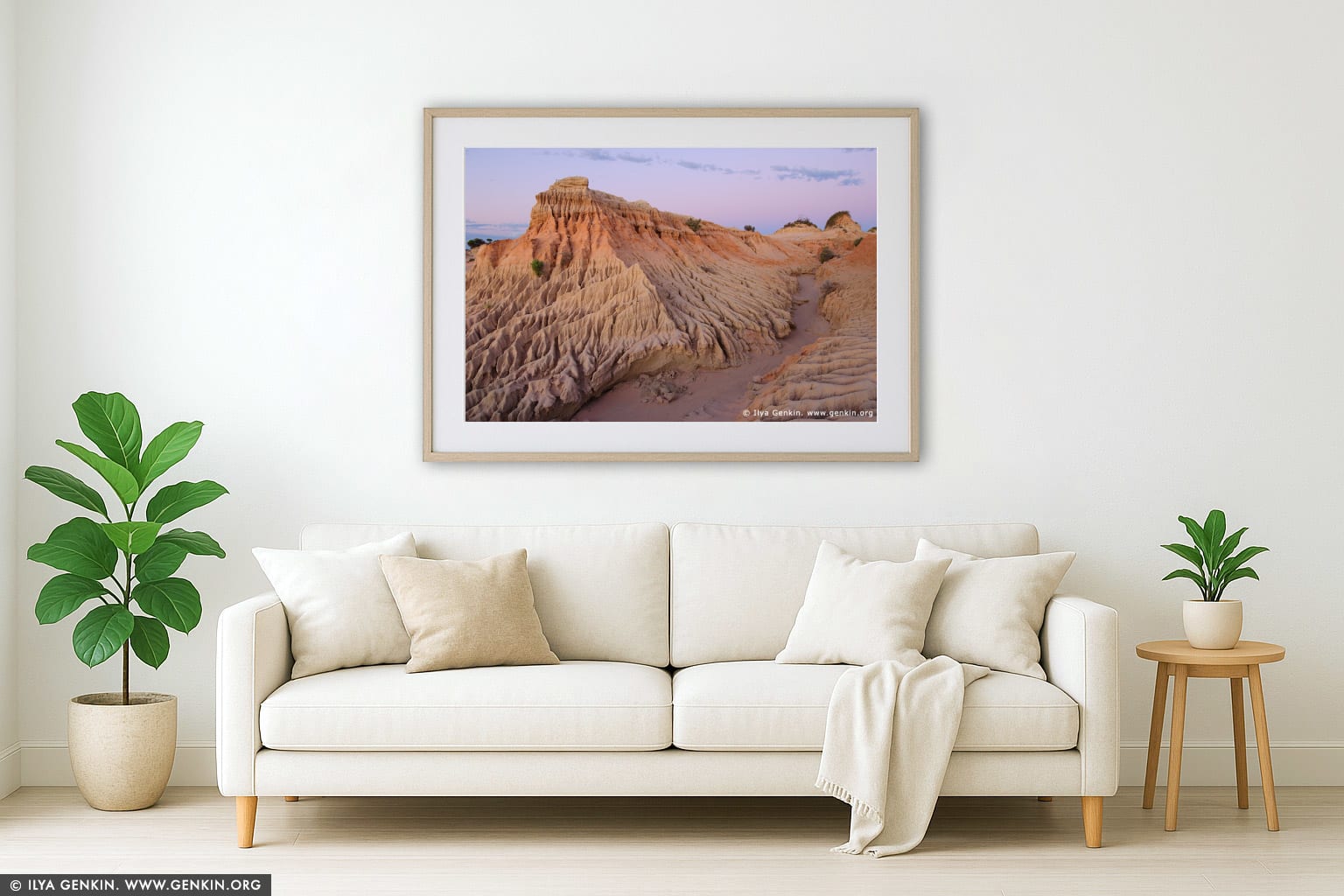 Pastel Colours of Twilight at The Walls of China wall art in a minimalist living room interior