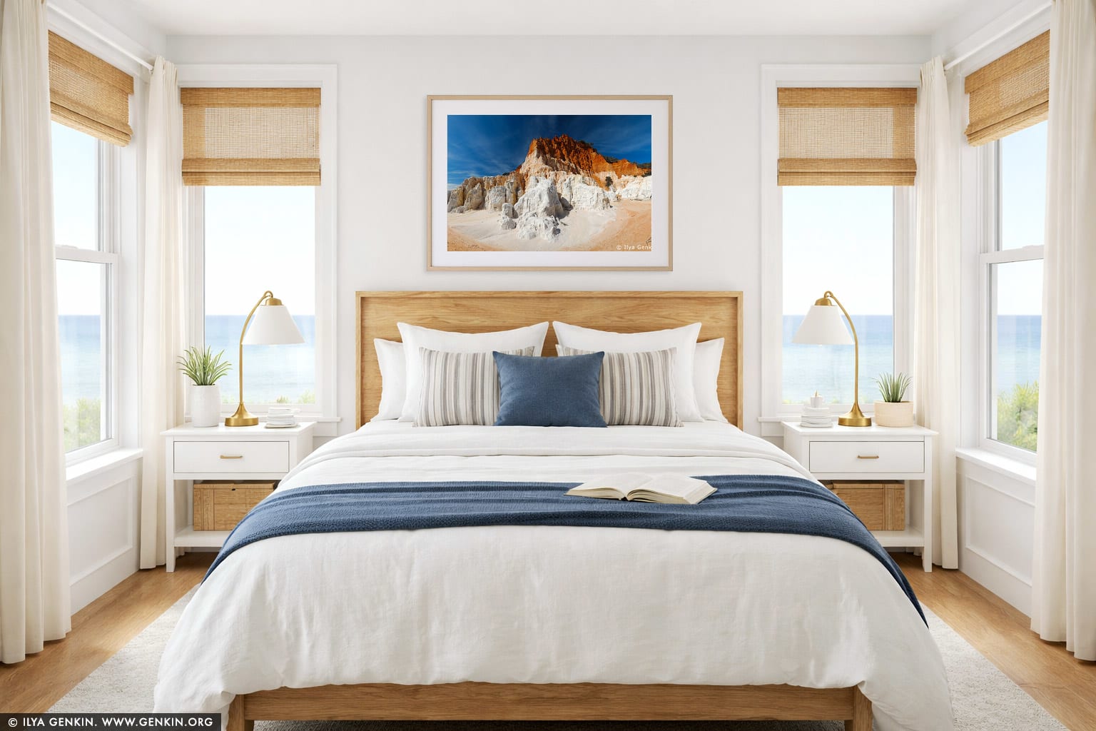 The Pinnacles wall art in a bedroom interior