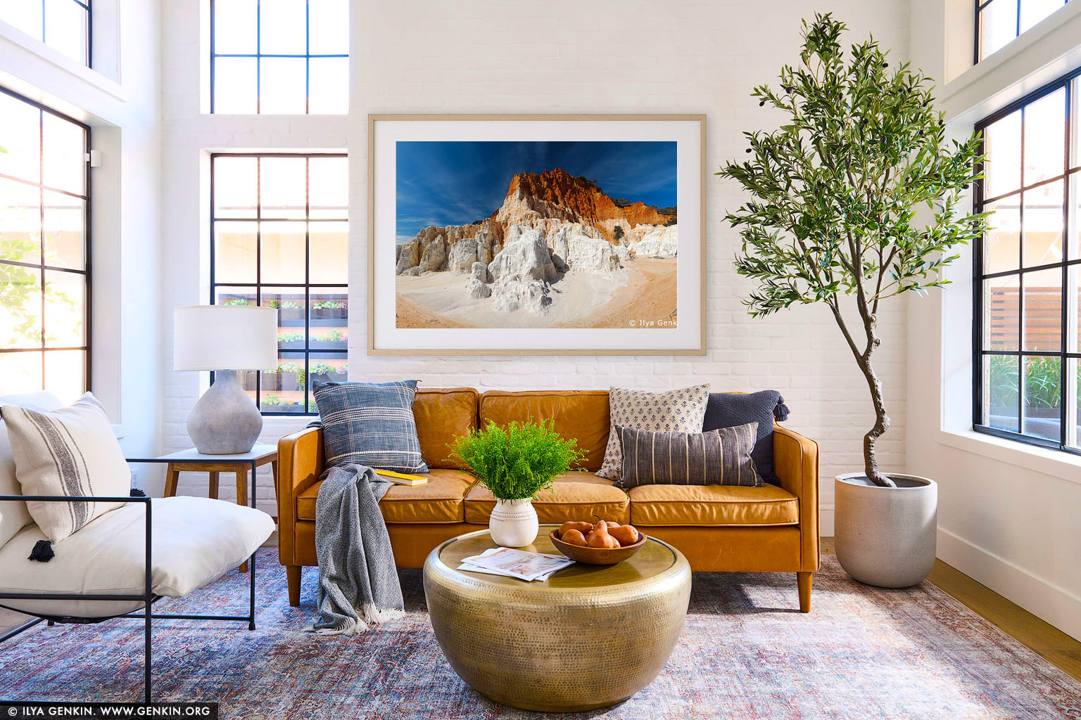The Pinnacles wall art in a contemporary living room interior