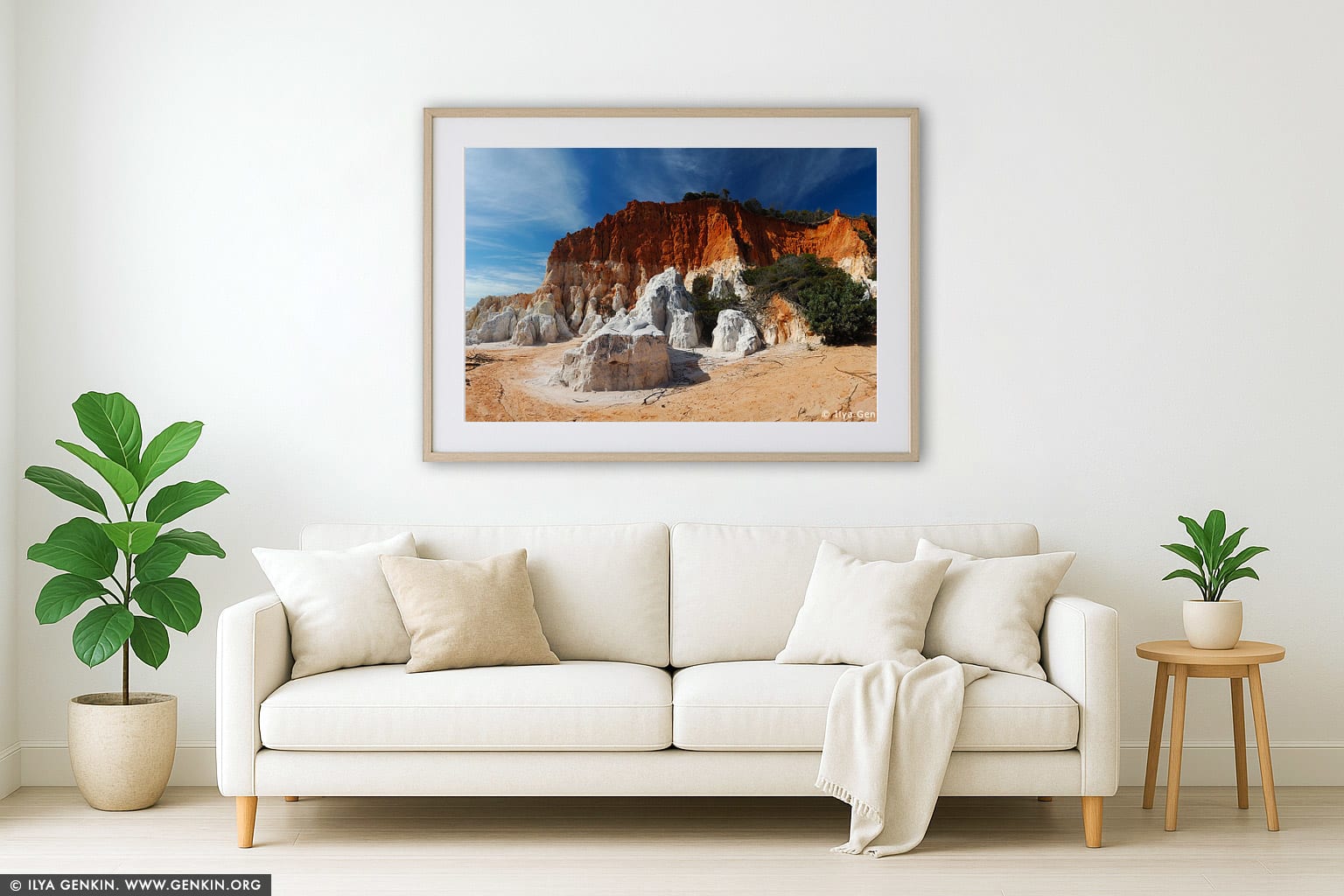 The Pinnacles wall art in a contemporary living room interior