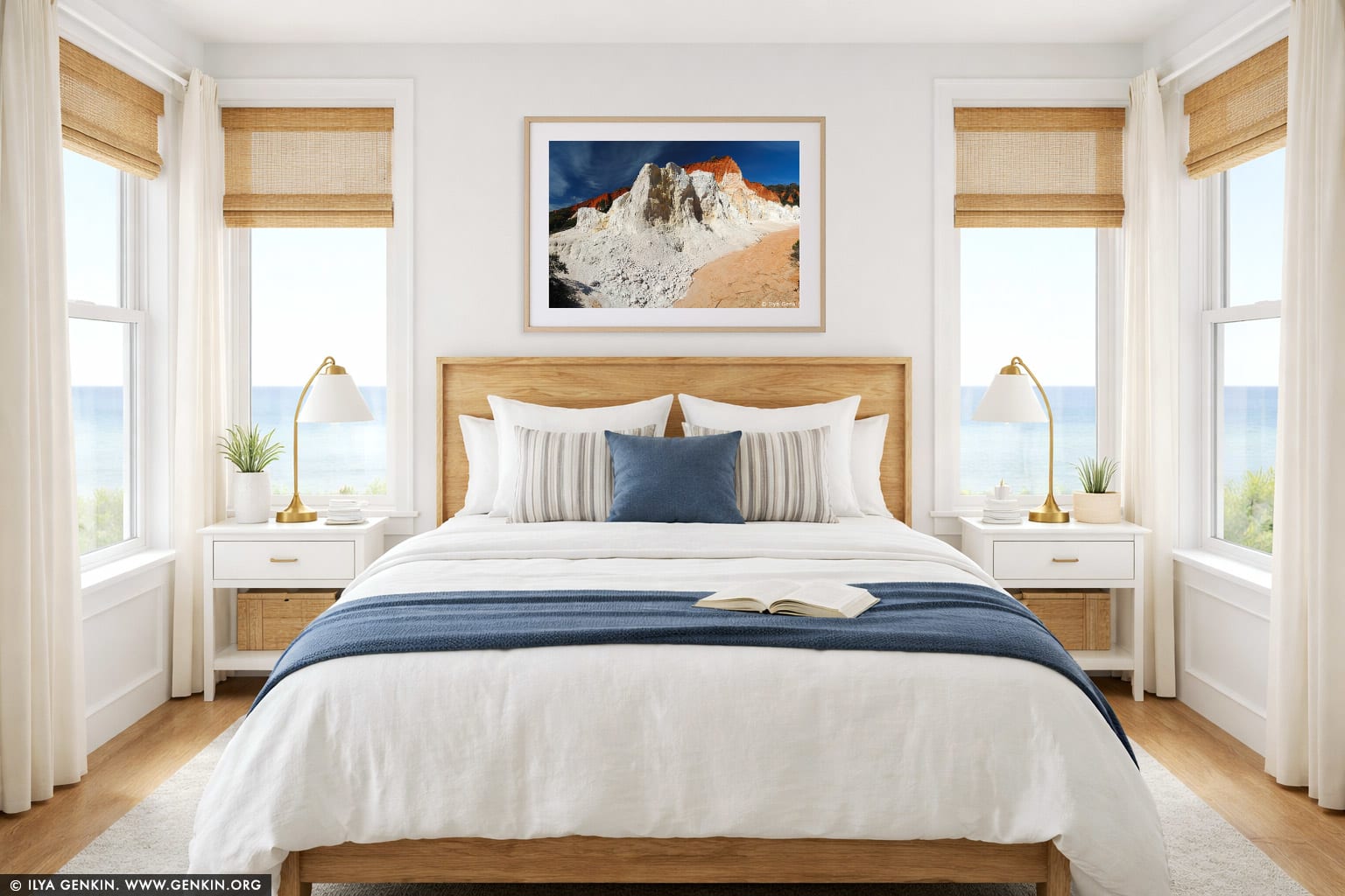 The Pinnacles wall art in a bedroom interior